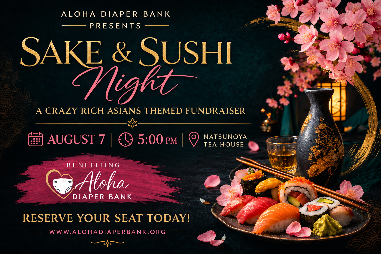 Campaign cover image for 🍣 Sake & Sushi Night – A Crazy Rich Asians Themed Fundraiser