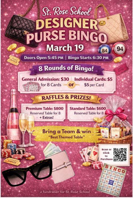 Campaign cover image for St. Rose Designer Purse Bingo