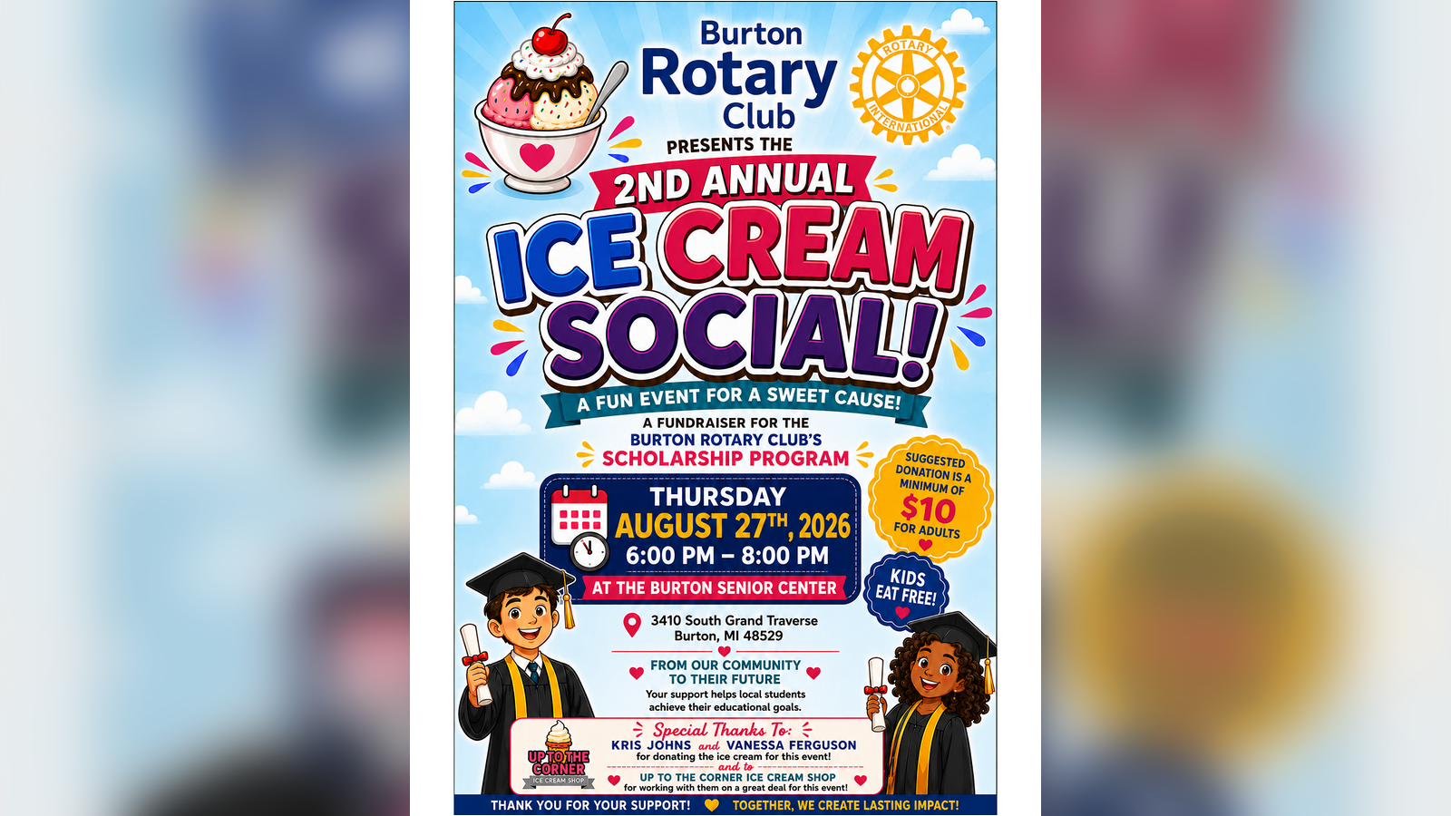 Campaign cover image for Burton Rotary Scholarship Fund Ice Cream Fundraiser