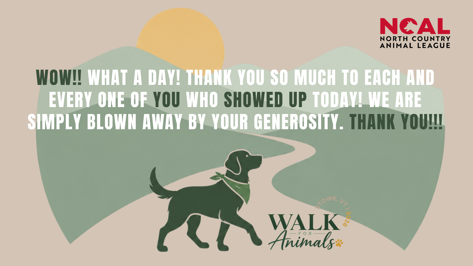 Campaign cover image for Thank You to everyone who supported our 2026 Walk for Animals! We had a great day raising vital funds to support NCAL's Mission. Thank you!