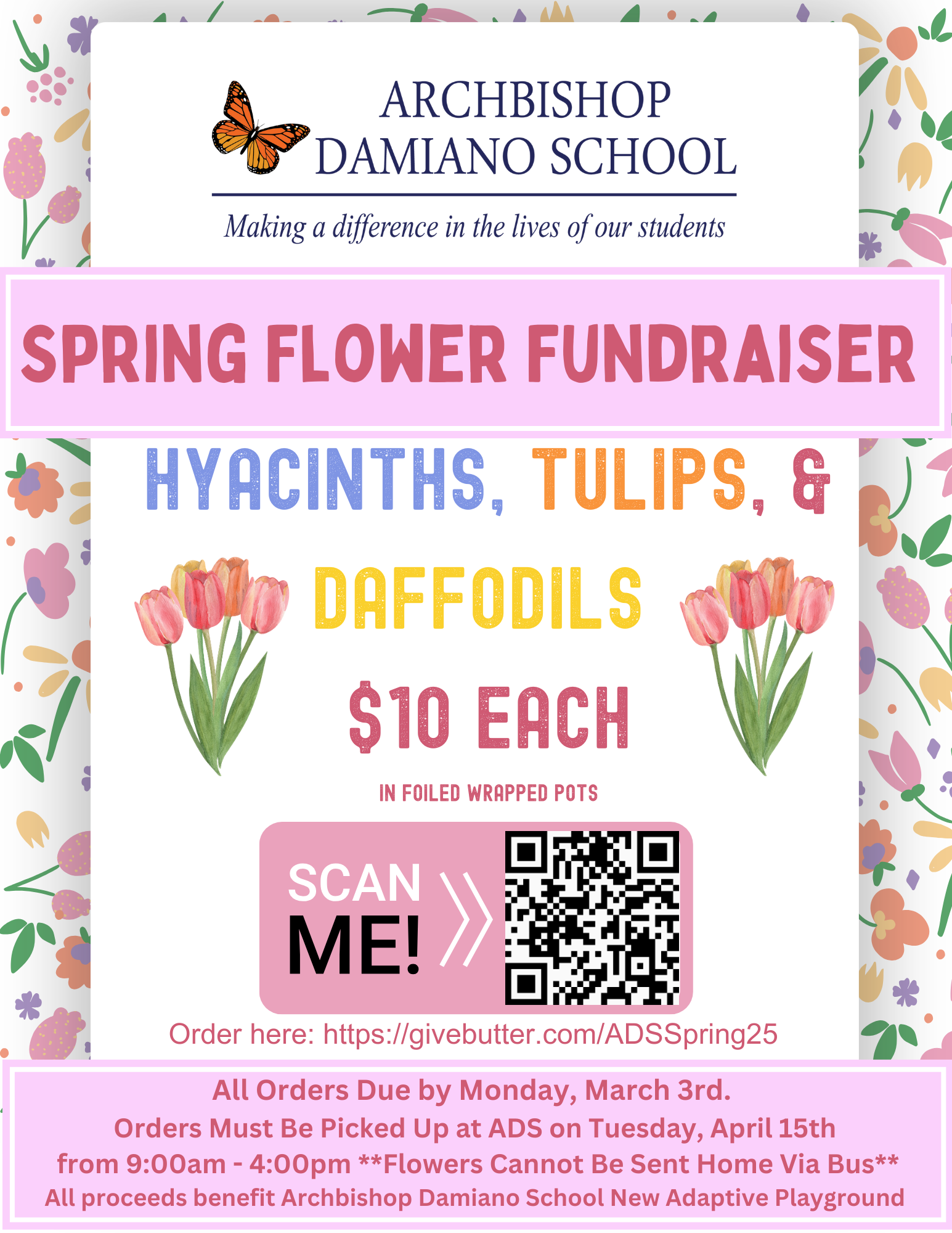 Campaign cover image for 2025 Archbishop Damiano School's Spring Flower Fundraiser