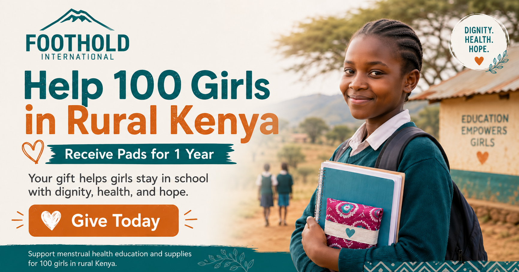 Campaign cover image for Pads for 100 Girls