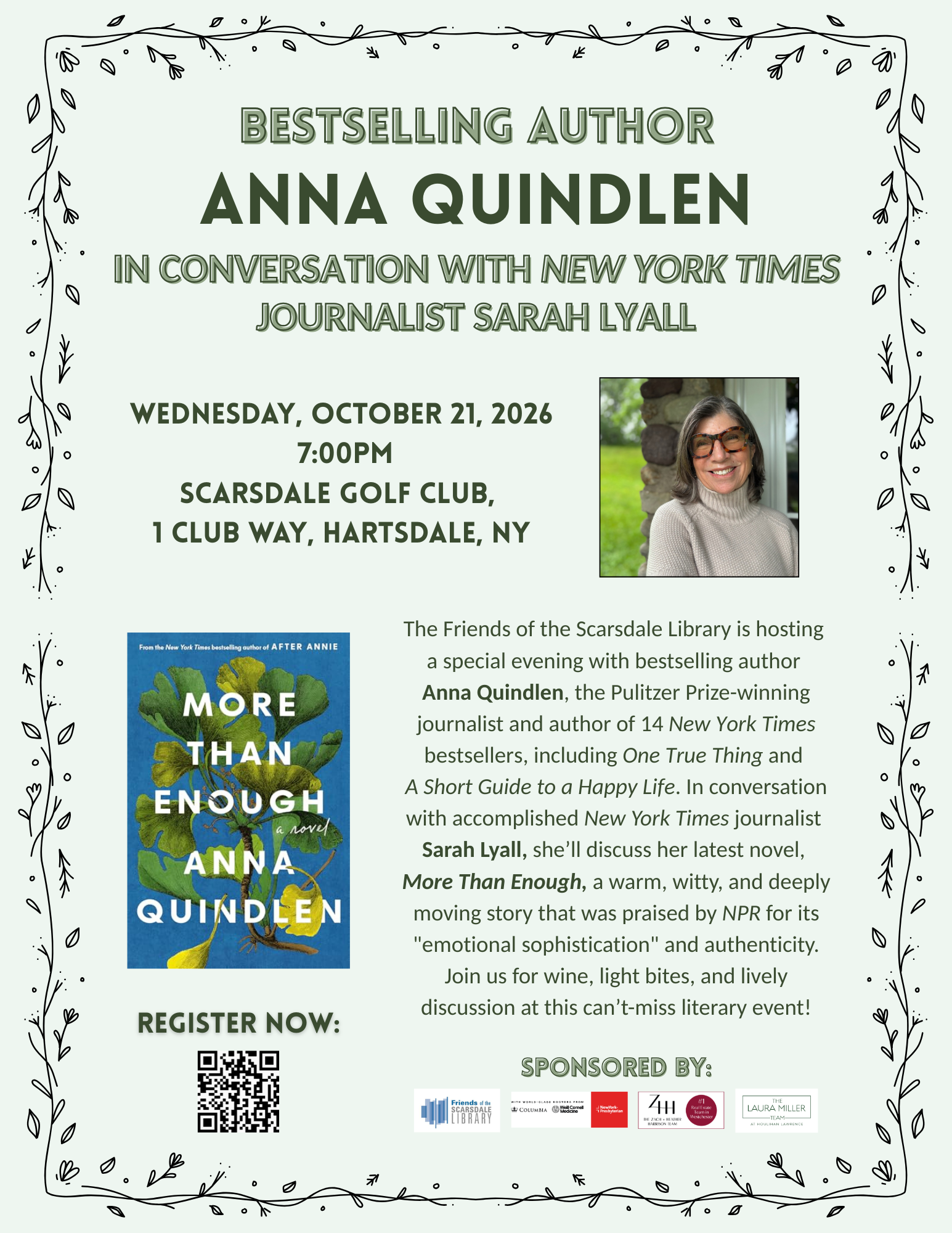 Campaign cover image for Anna Quindlen in Conversation with New York Times Journalist Sarah Lyall