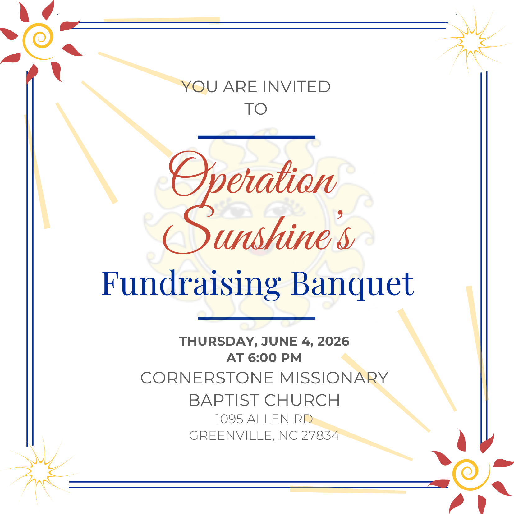 Campaign cover image for Operation Sunshine Fundraising Banquet Tickets
