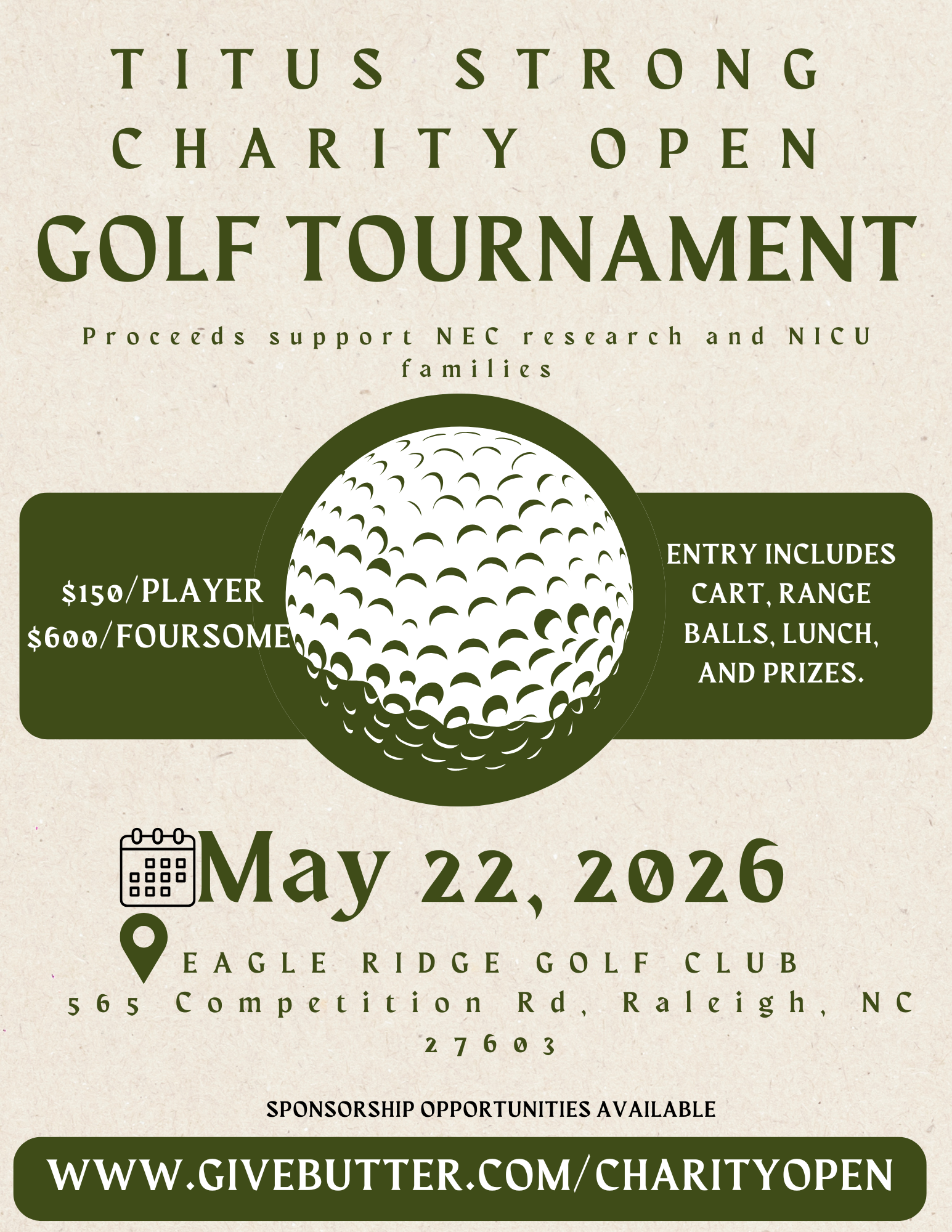 Campaign cover image for Titus Strong Charity Open Golf Tournament