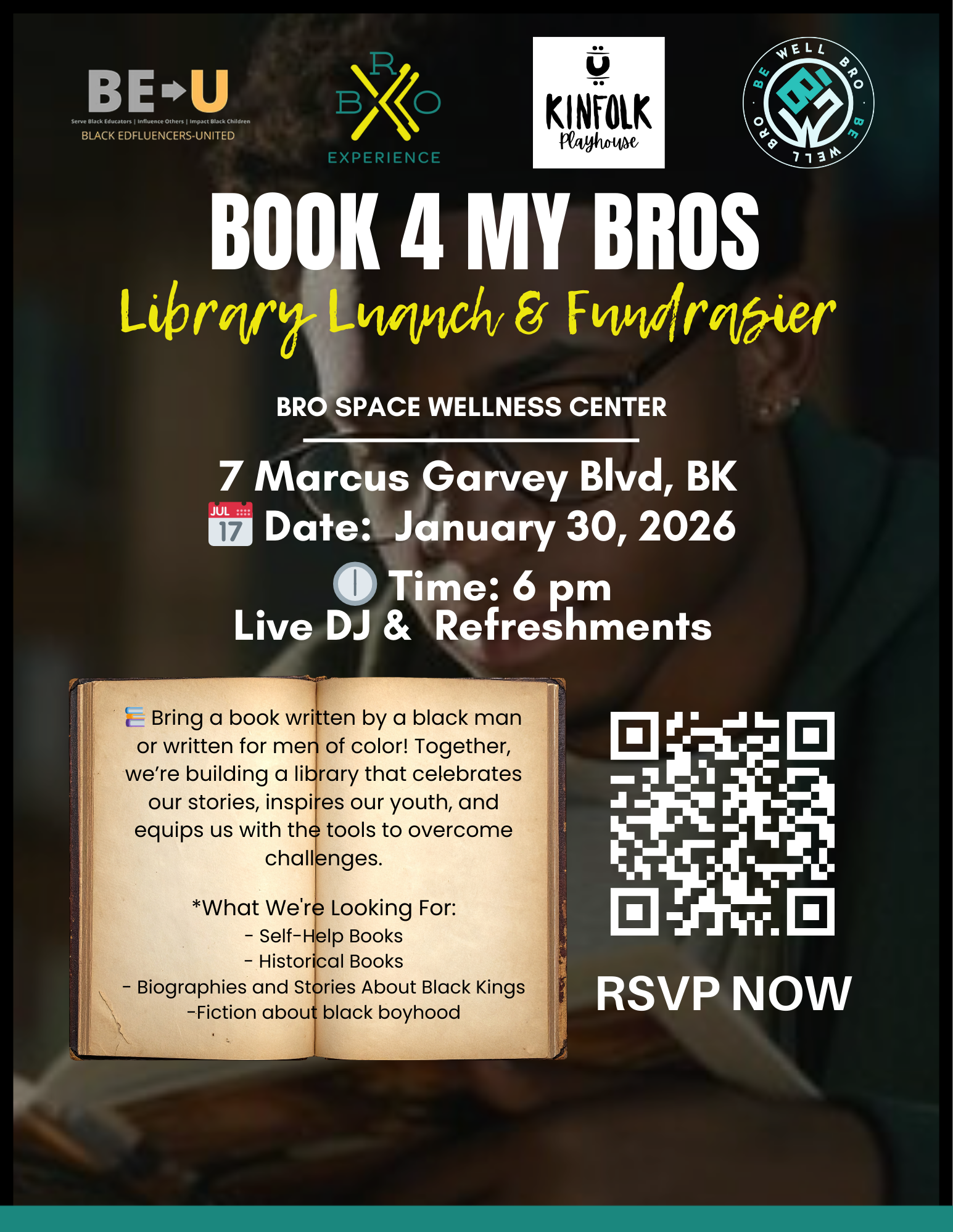 Campaign cover image for BOOK FOR MY BROS LIBRARY LAUNCH & FUNDRAISER