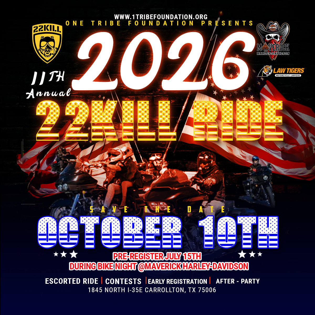 Campaign cover image for OTF's 11th Annual 22KILL Ride 2026 - Registration