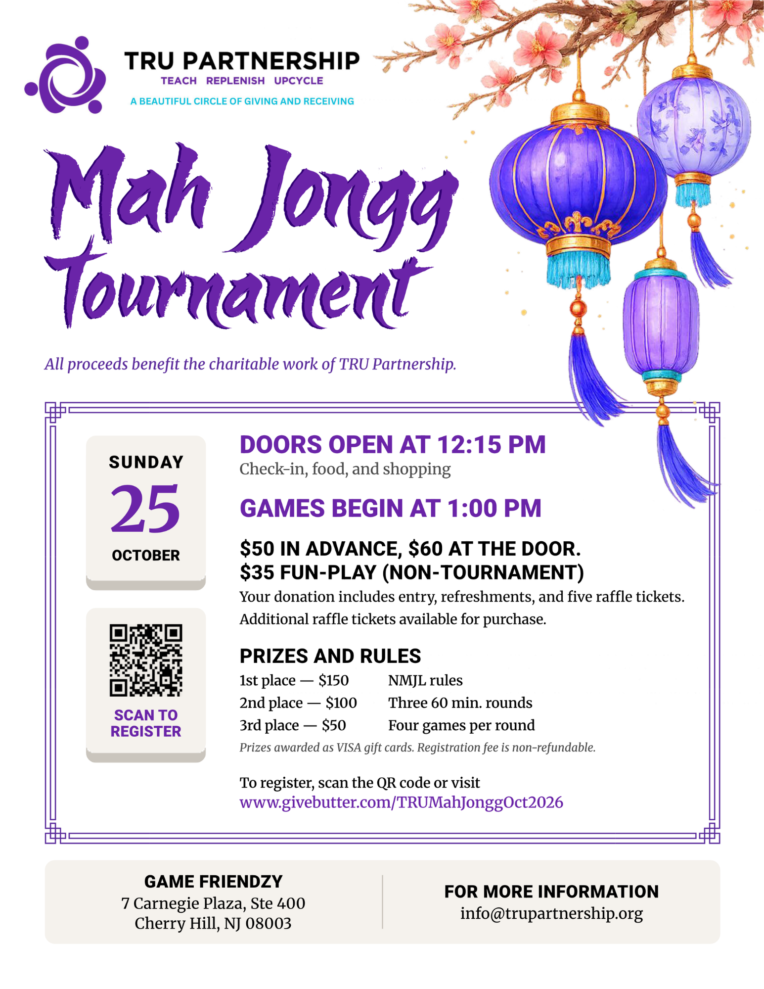 Campaign cover image for Charity Mah Jongg Tournament and FUN PLAY on October 25, 2026