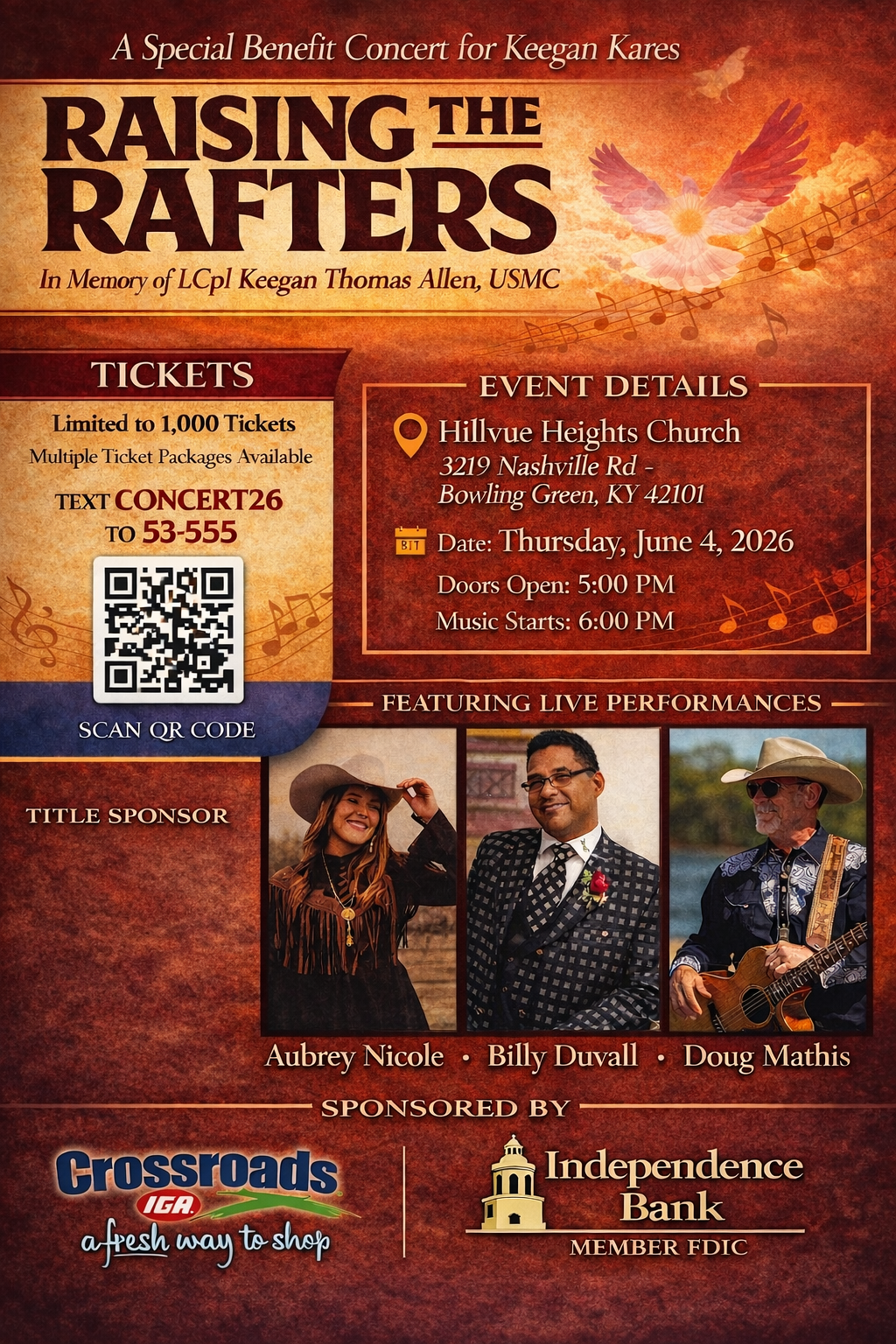 Campaign cover image for Raising The Rafters Concert Promotions Presents “The 2026 Patriots Tour June 4th Concert” by SOKY PATRIOTS INC