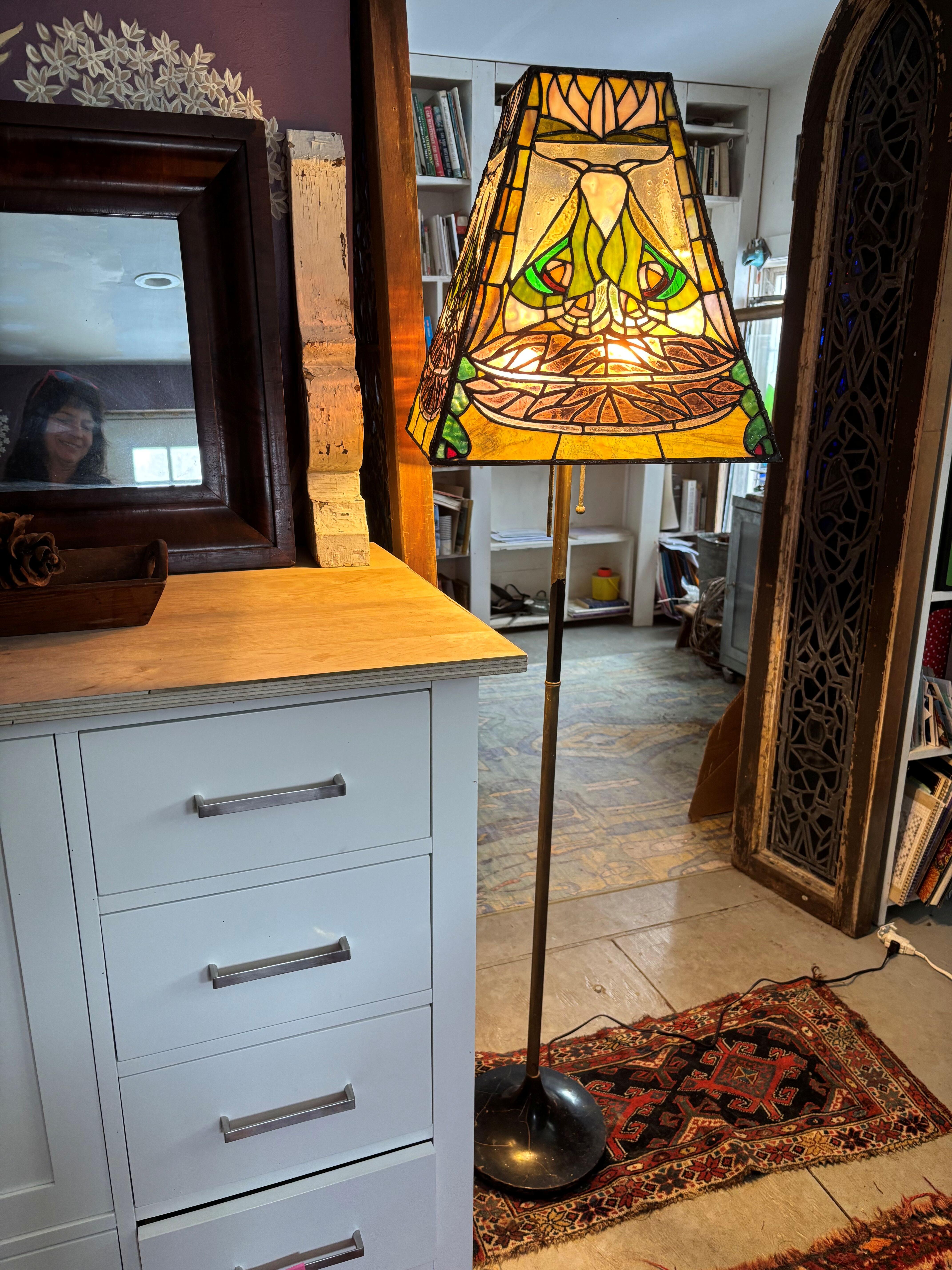 Campaign cover image for Thea Alvin Handcrafted Stained Glass Luna Moth Floor Lamp Raffle