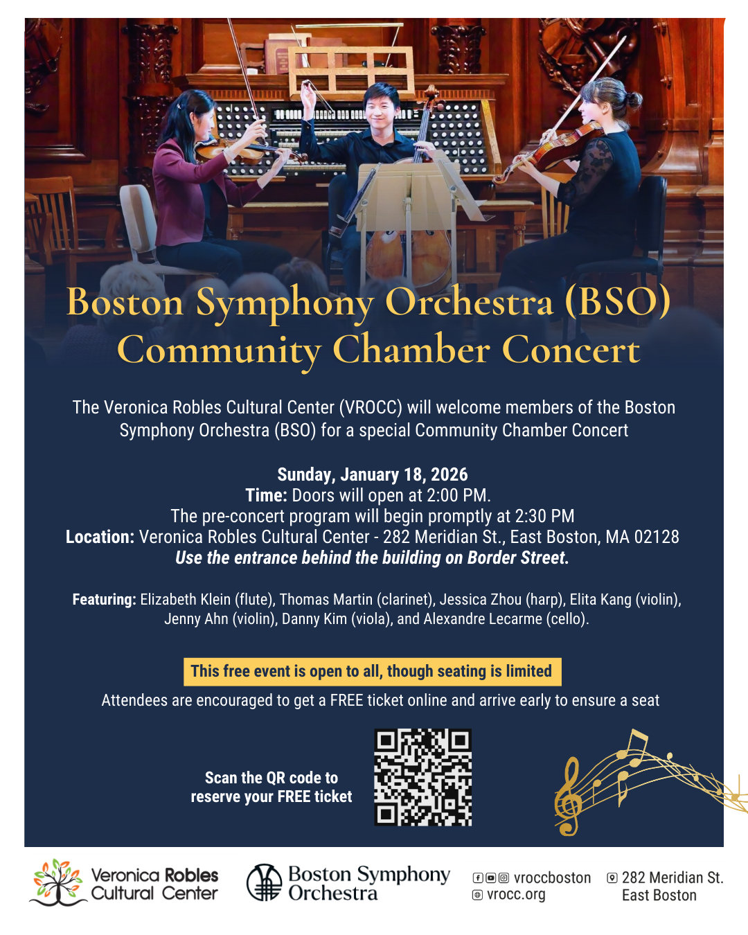 Campaign cover image for Boston Symphony Orchestra to Perform Free Community Chamber Concert at the Veronica Robles Cultural Center