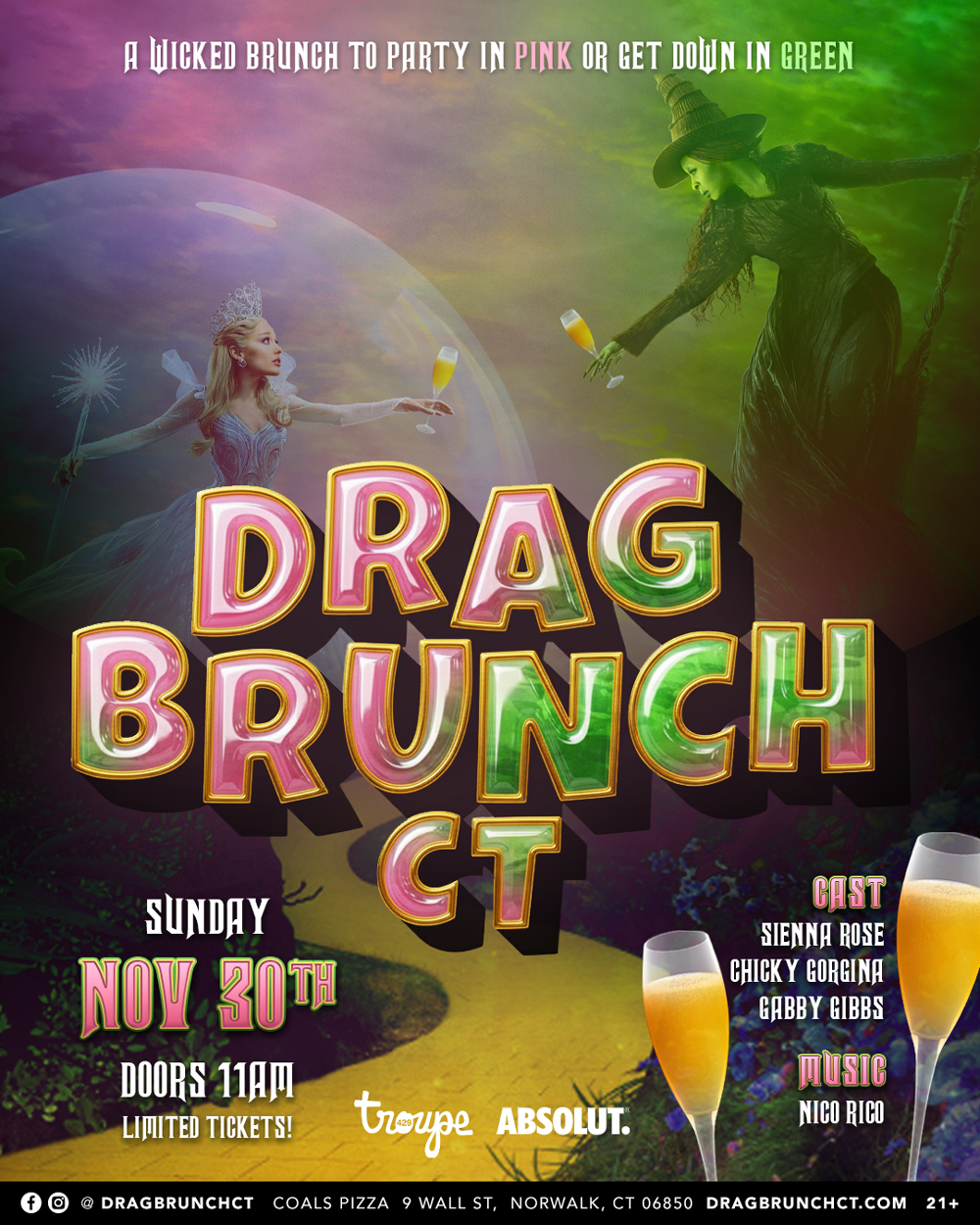 Campaign cover image for Drag Brunch CT : WICKED party brunch (11:00AM - SUN NOV 30, 2025