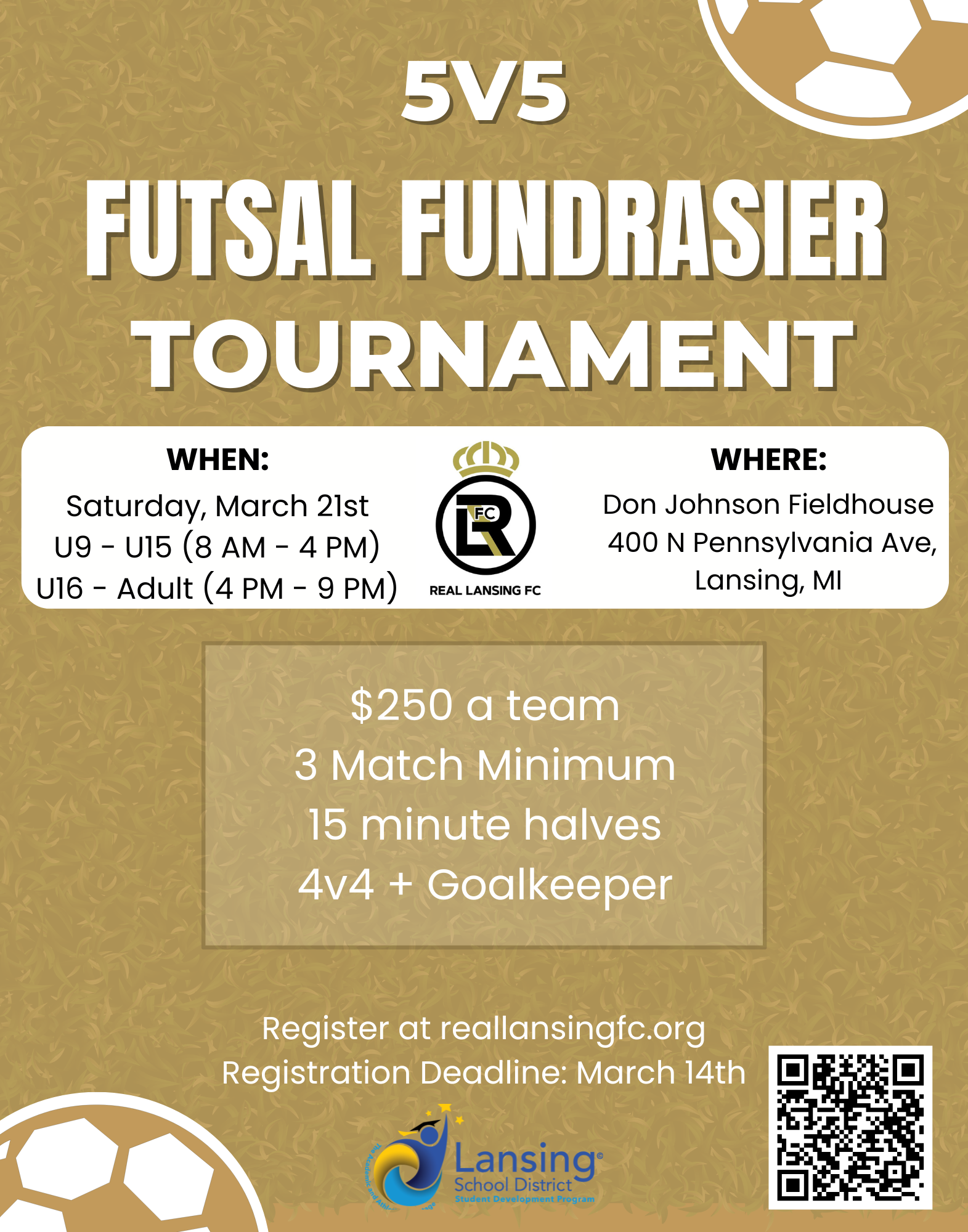 Campaign cover image for 2026 Real Lansing FC 5v5 Futsal Classic