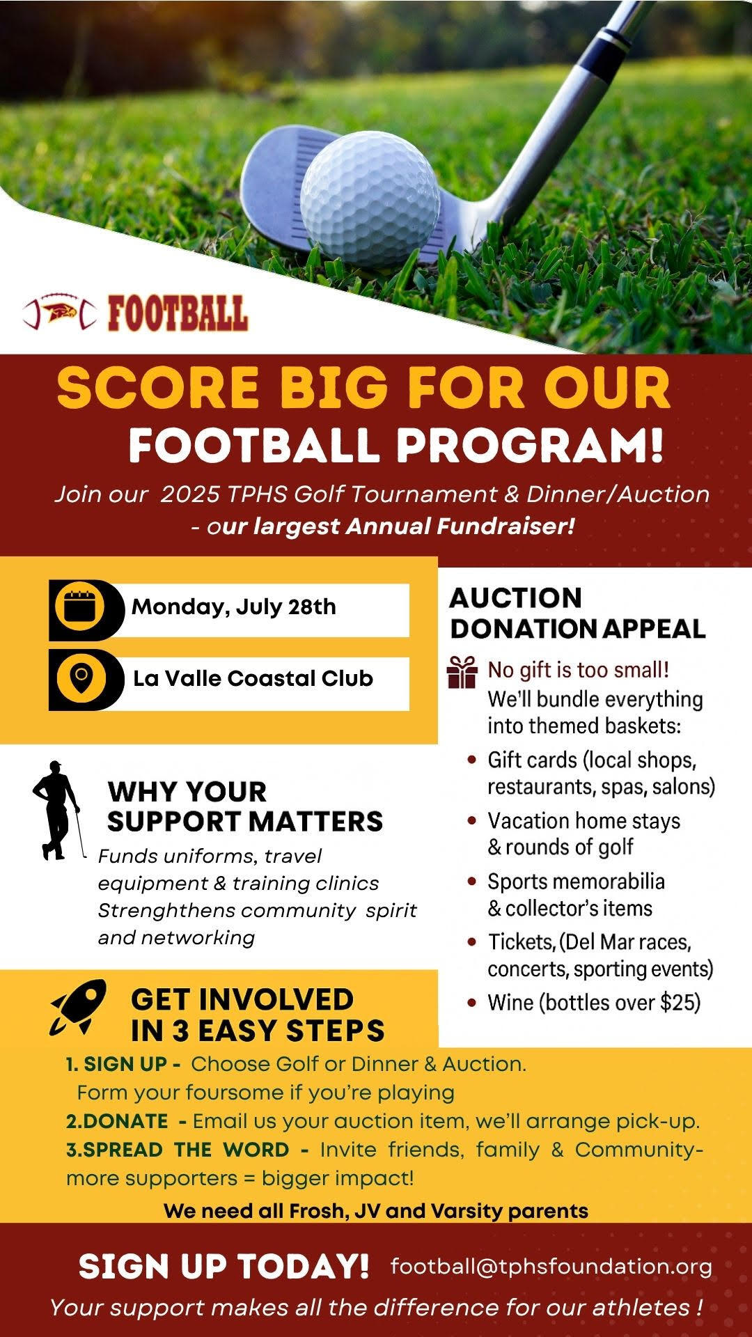 Campaign cover image for 2025 TPHS Football Golf Fundraiser
