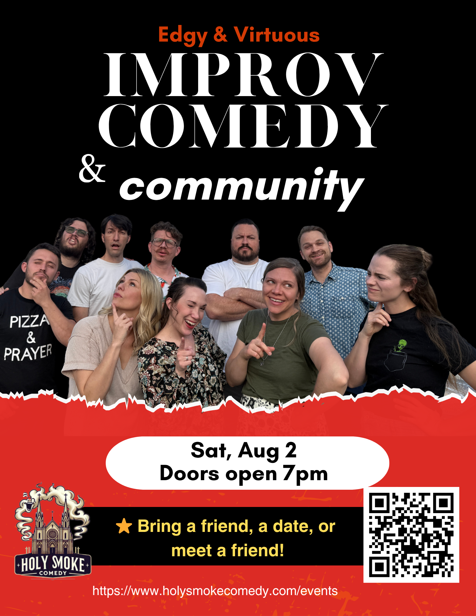 Campaign cover image for Holy Smoke Comedy Improv Show- Saturday, August 2nd