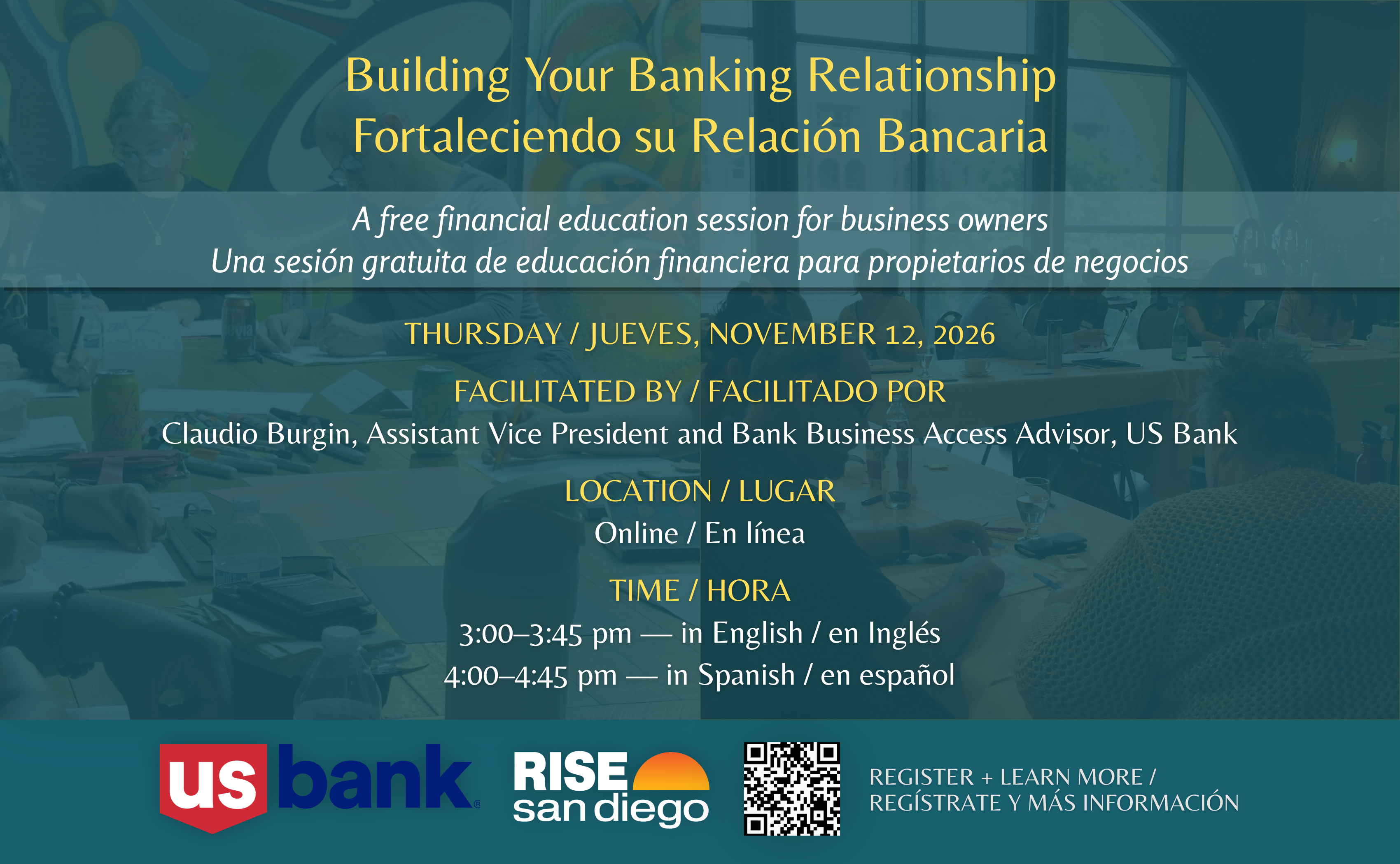 Campaign cover image for RISE-US Bank Financial Education Sessions: Building Your Banking Relationship / Fortaleciendo su Relación Bancaria