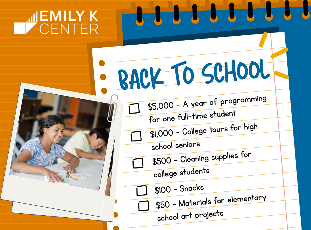 Campaign cover image for The Emily K Center's 2025 Back to School Campaign