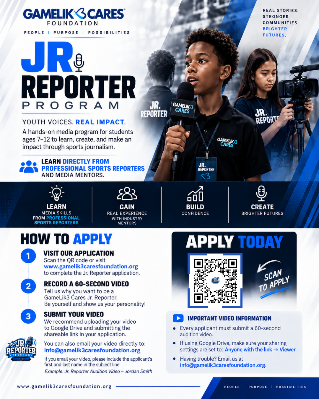 Campaign cover for GameLike3 Cares Jr. Reporter Program