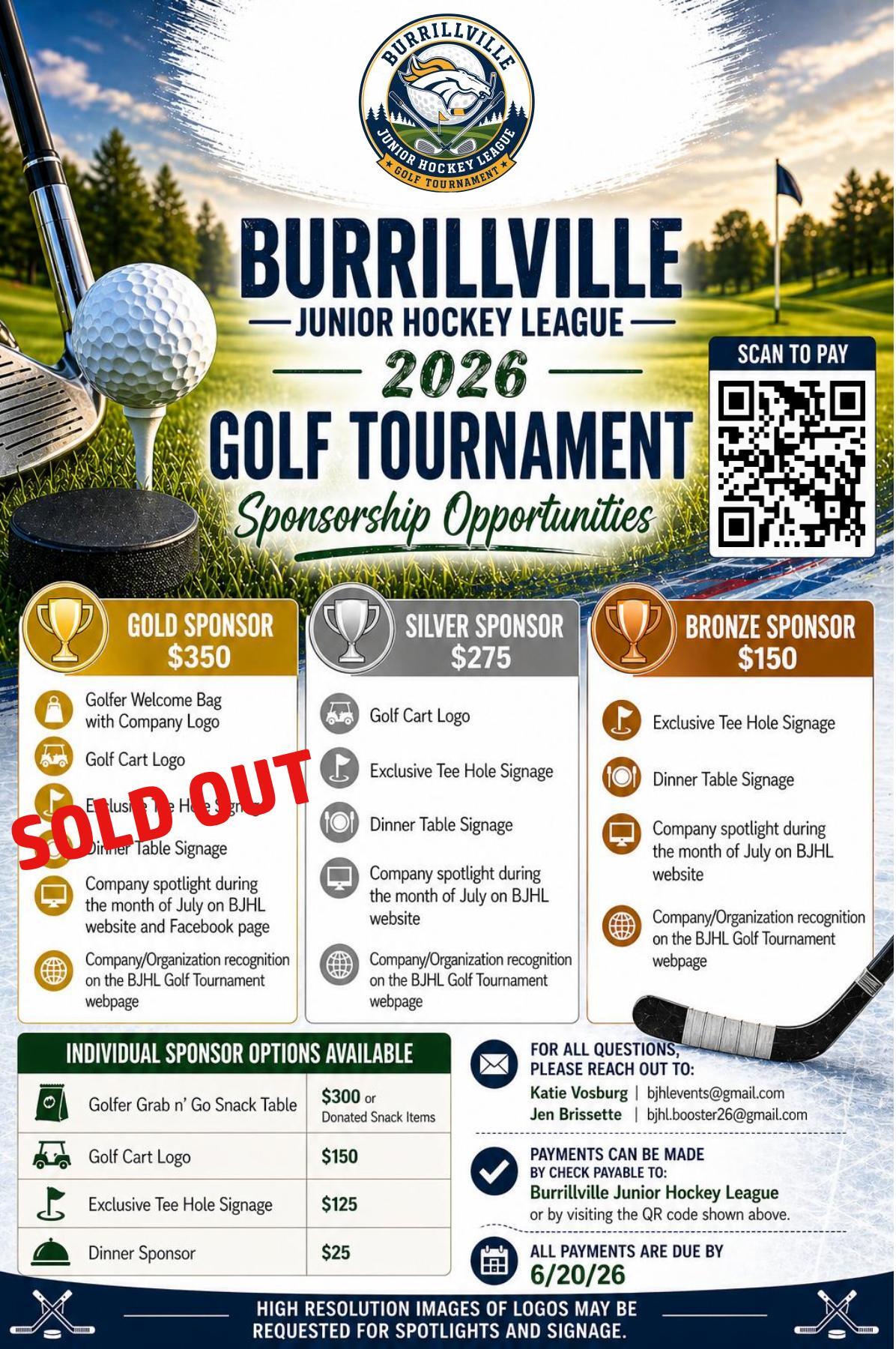 Campaign cover image for 2026 BJHL Golf Tournament Sponsorships