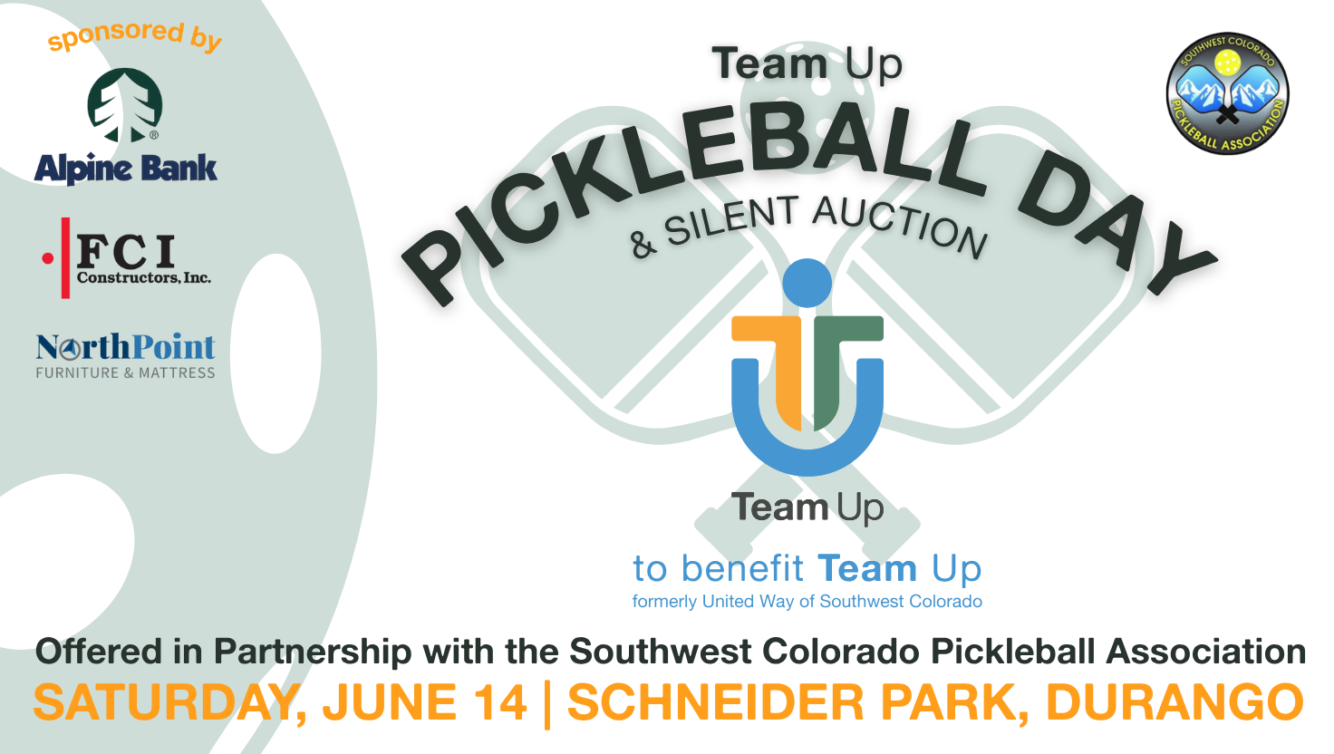 Campaign cover image for Team Up Pickleball Day + Silent Auction