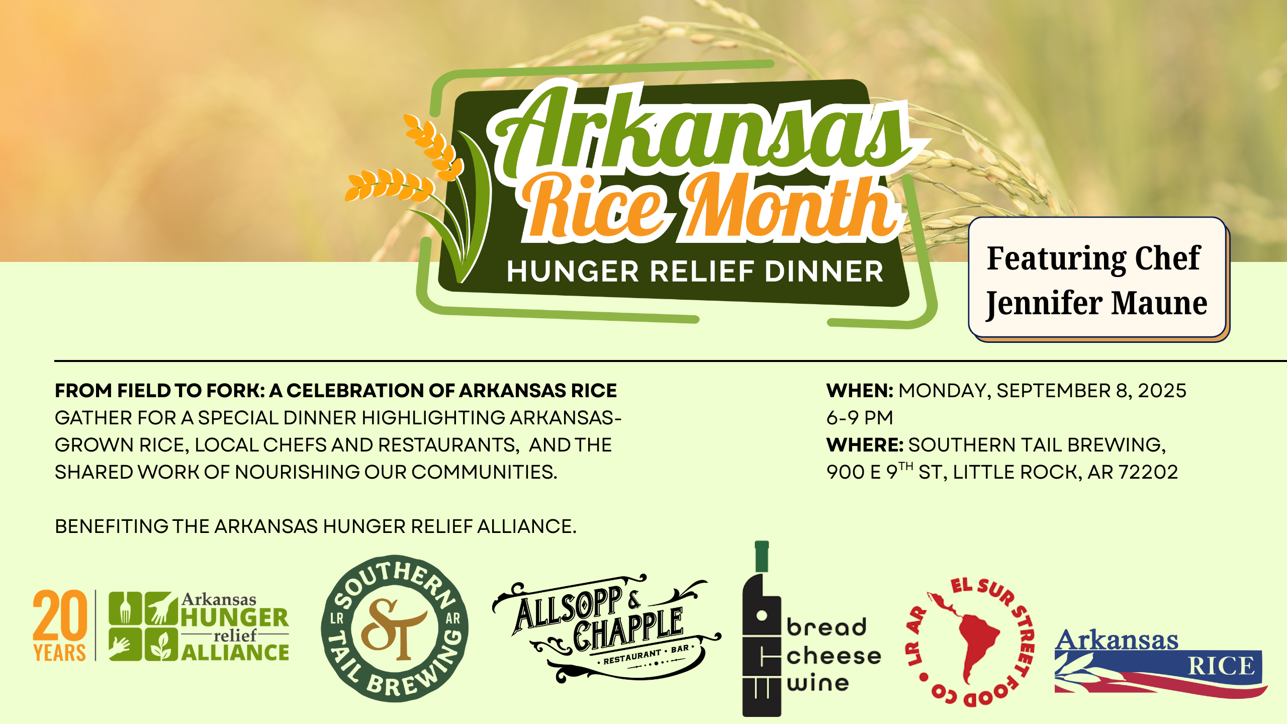 Campaign cover image for Arkansas Rice Month Hunger Relief Dinner