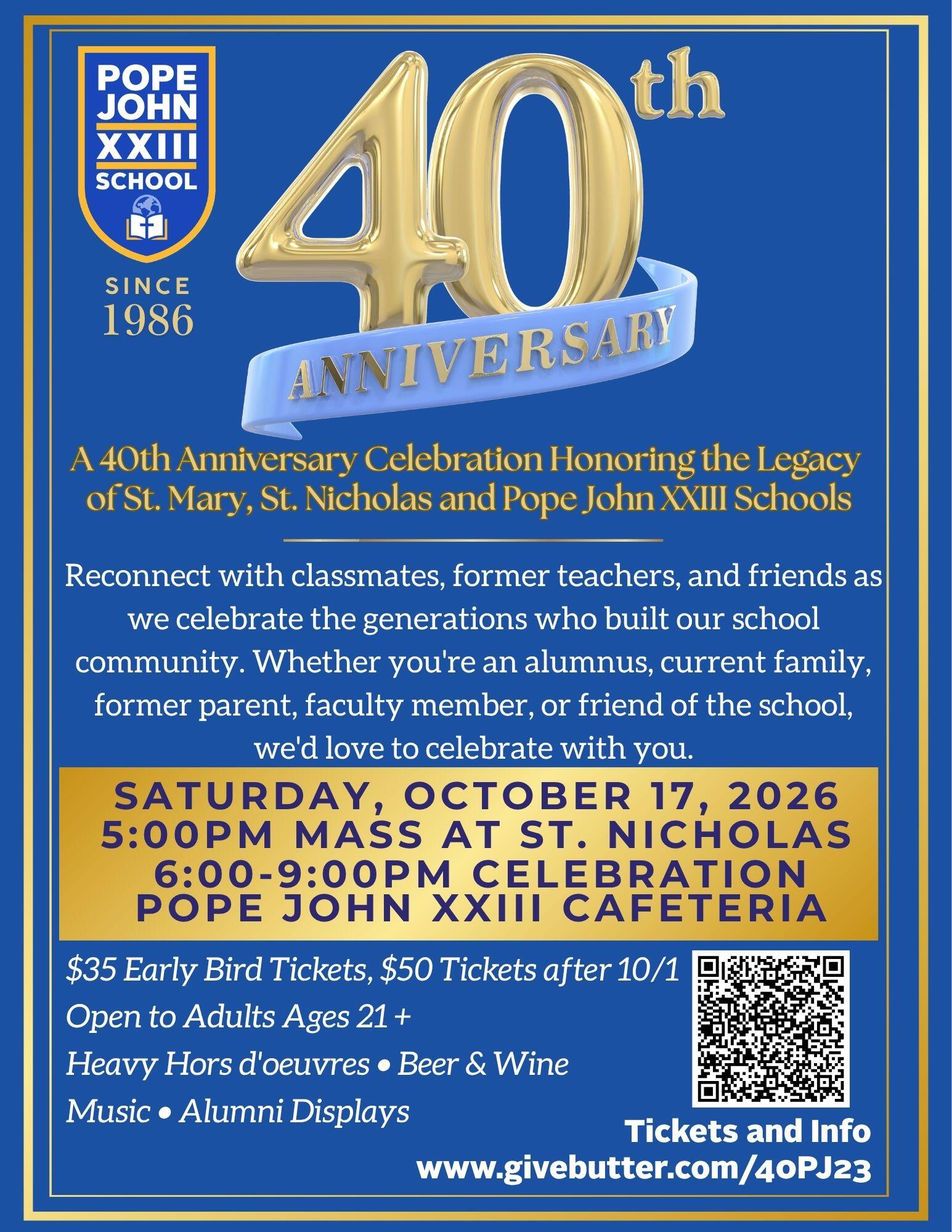 Campaign cover image for Celebrating 40 Years of Pope John XXIII School