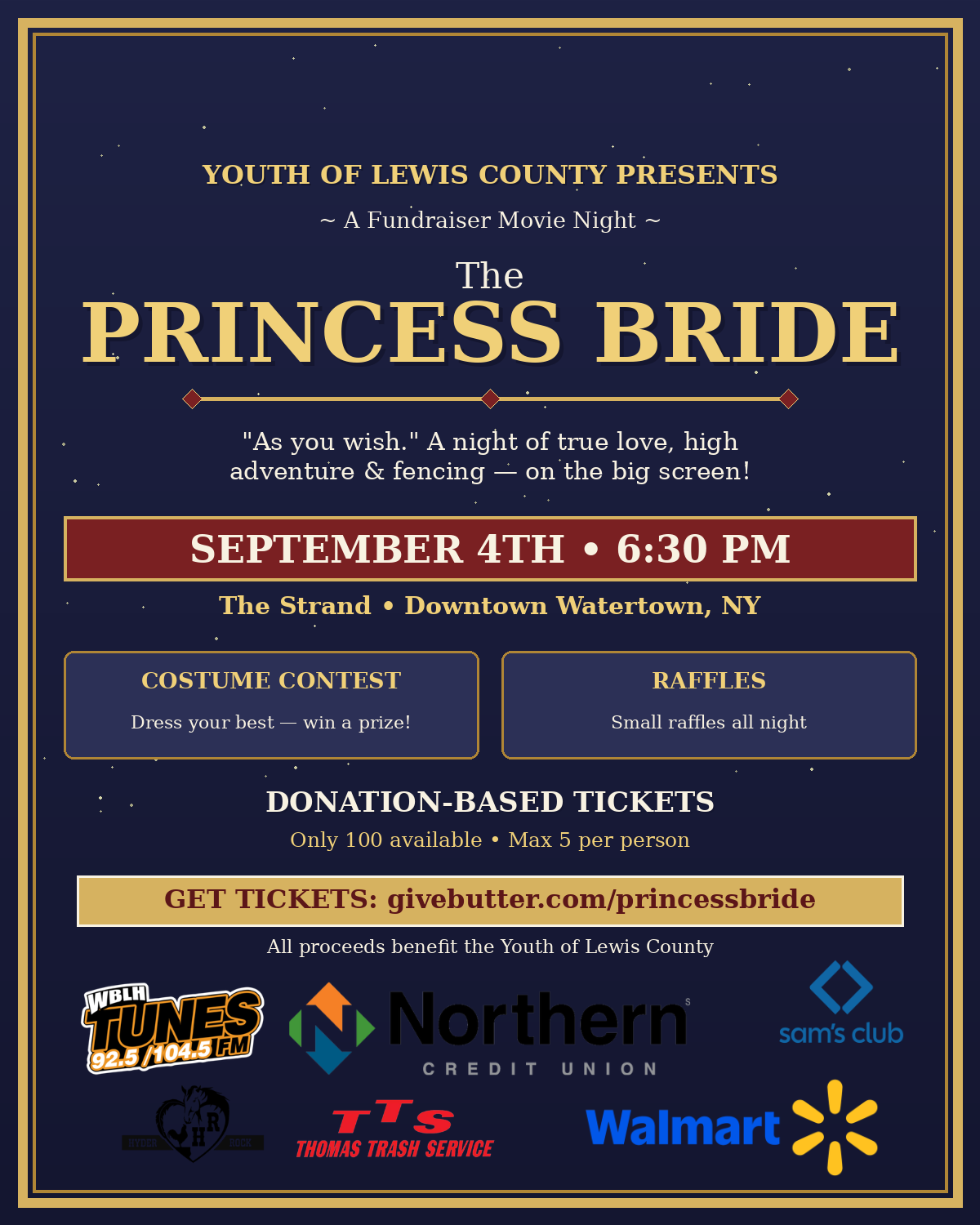 Campaign cover image for The Princess Bride — Fundraiser Movie Night