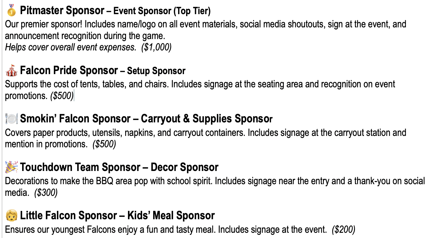 Campaign cover image for Homecoming Barbecue Sponsorships