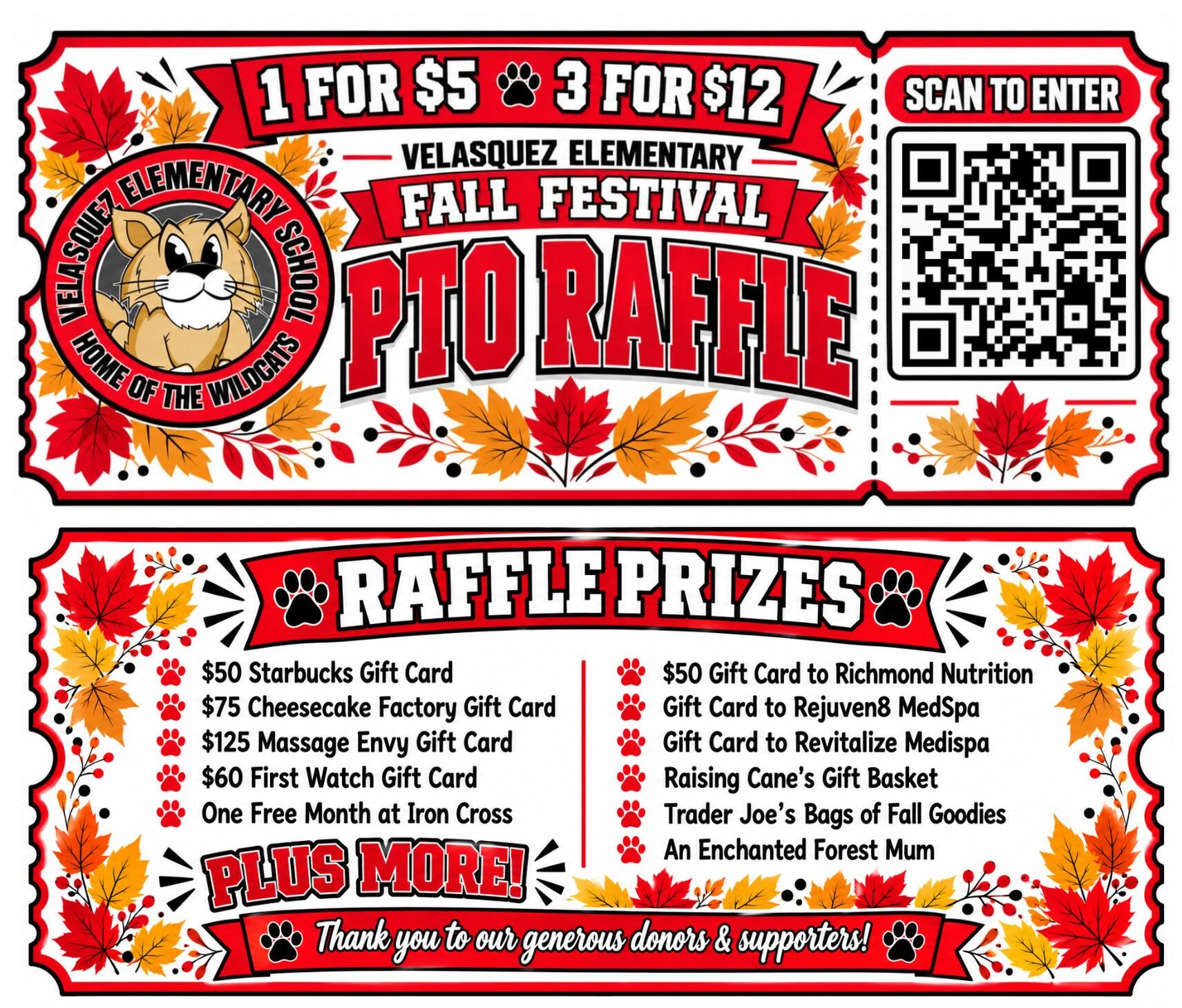 Campaign cover image for Velasquez Elementary Fall Festival PTO Raffle