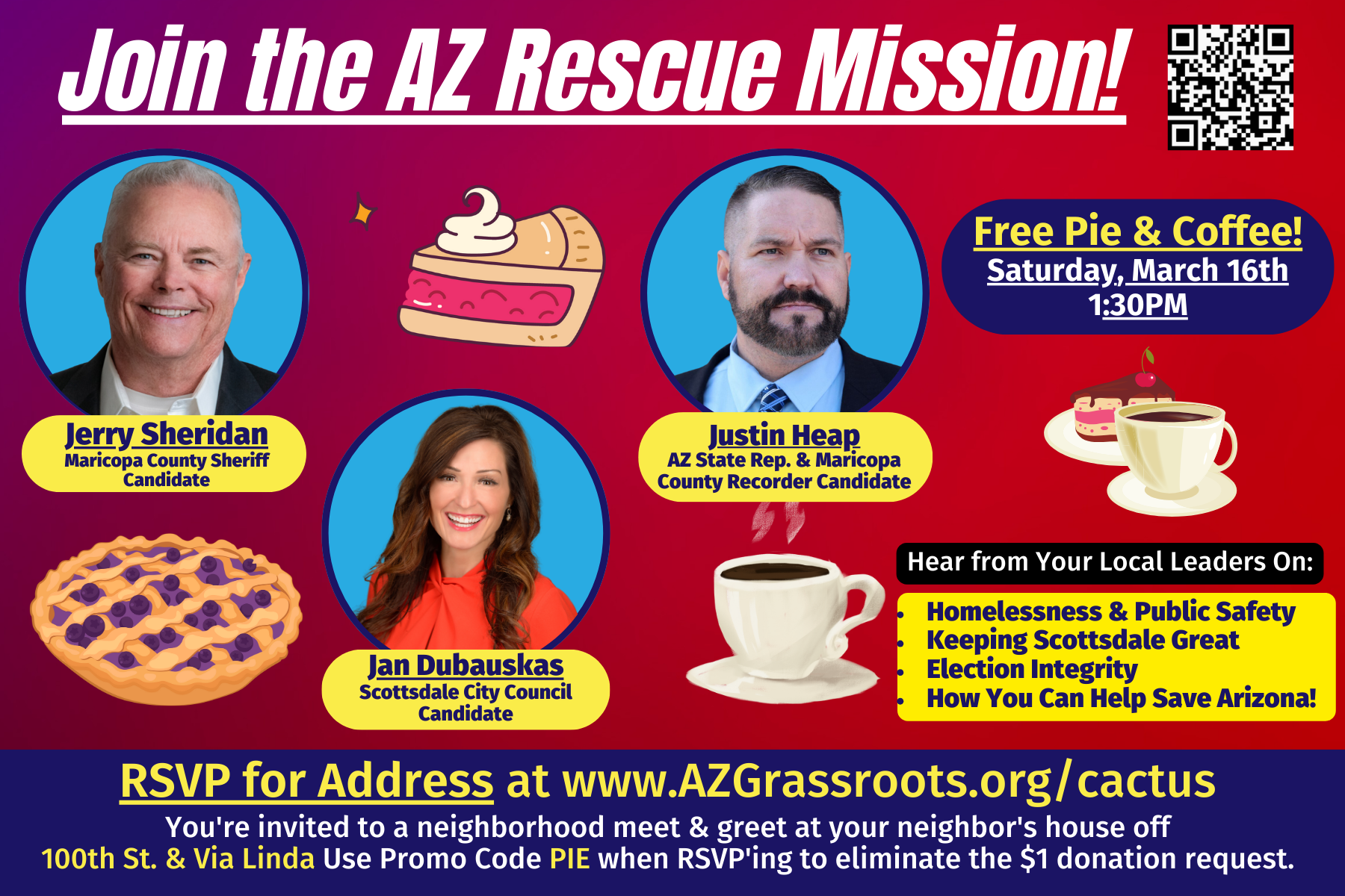 Campaign cover image for 3.16.24 AZ Rescue Mission w/ County Sheriff Candidate Jerry Sheridan, Scottsdale City Council Candidate Jan Dubauskas & AZ State Rep. Justin Heap