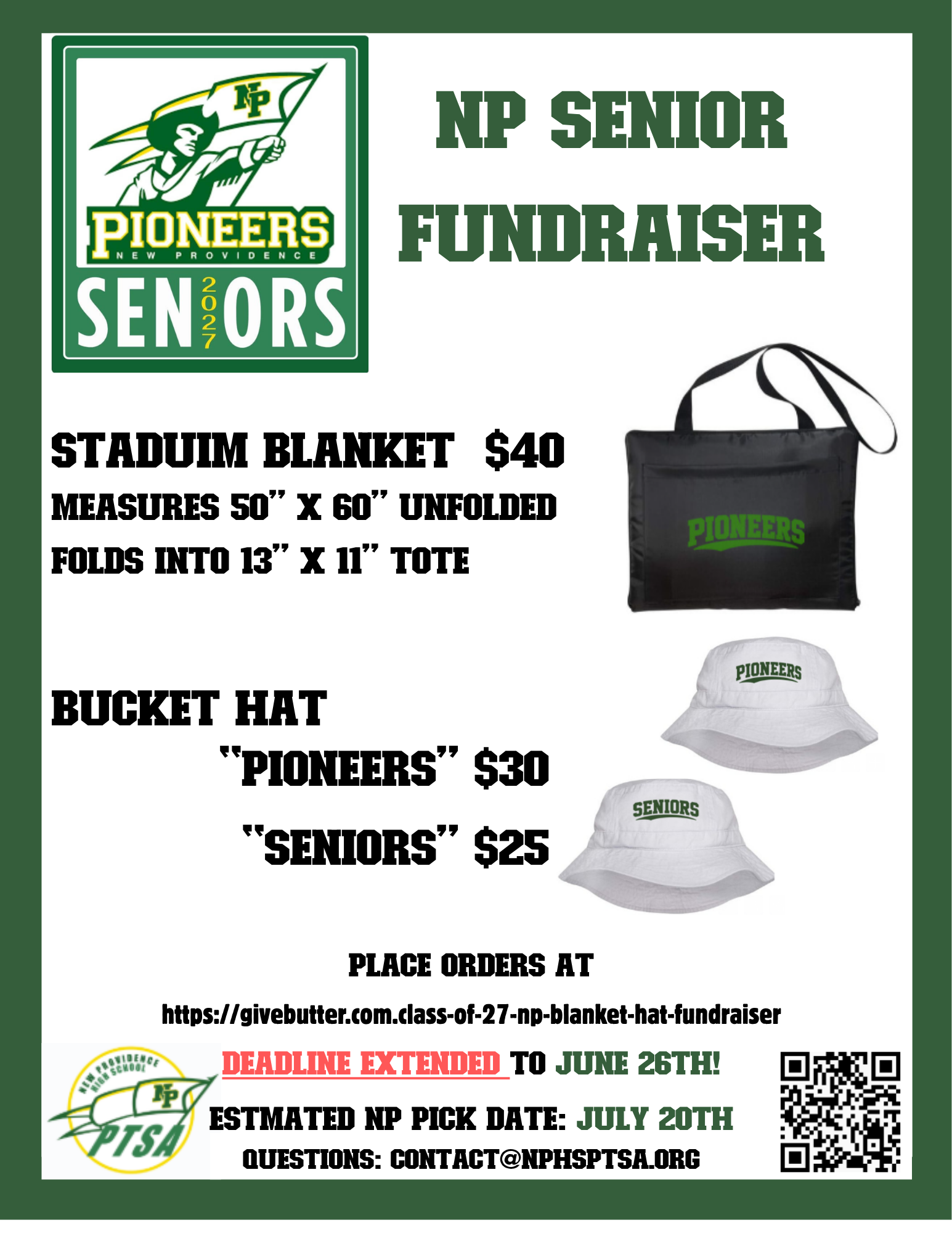 Campaign cover image for Class of '27 NP Blanket and Bucket Hat Fundraiser