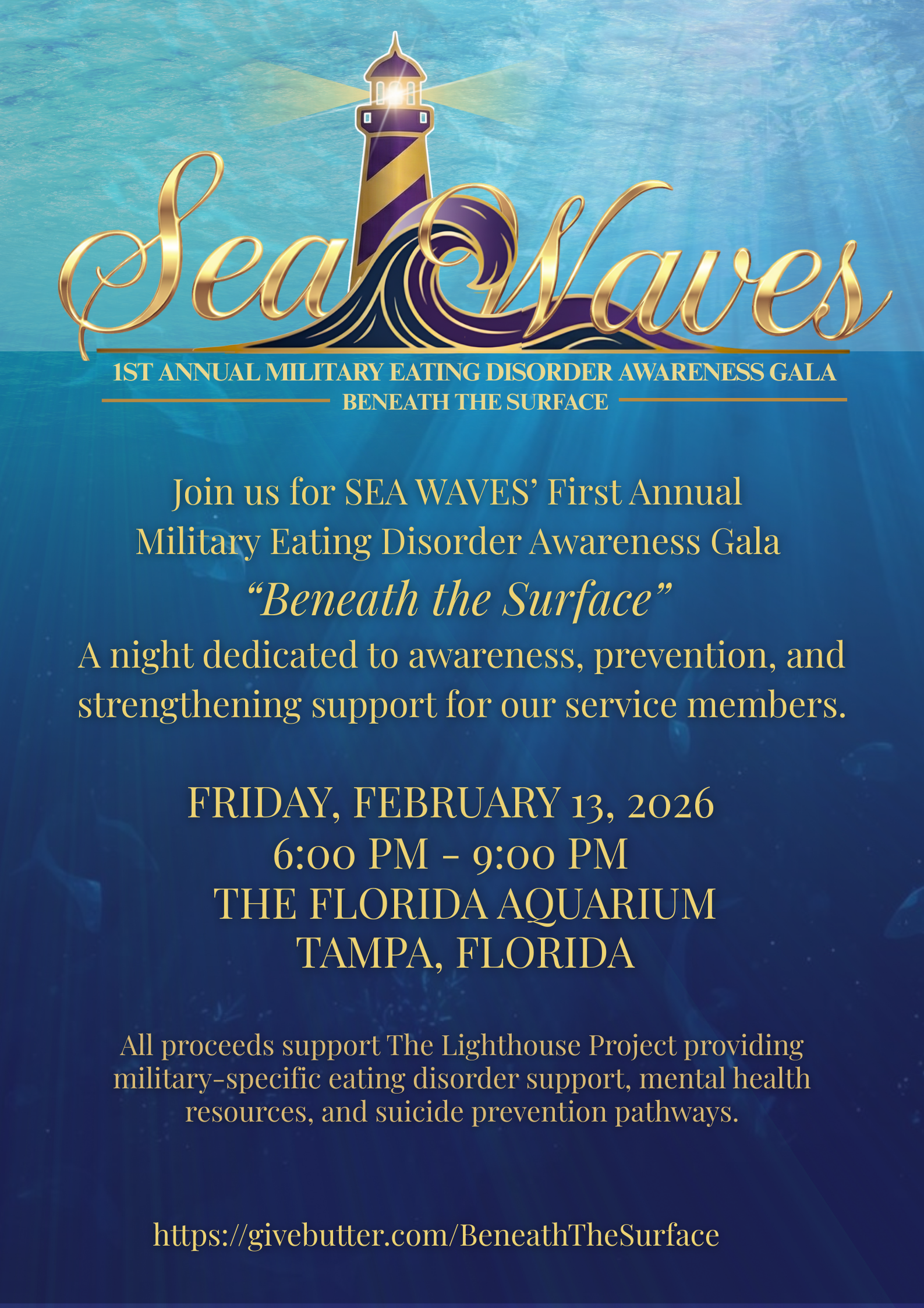 Campaign cover image for Beneath the Surface: Sea Waves' 1st Annual Military Eating Disorder Awareness Gala