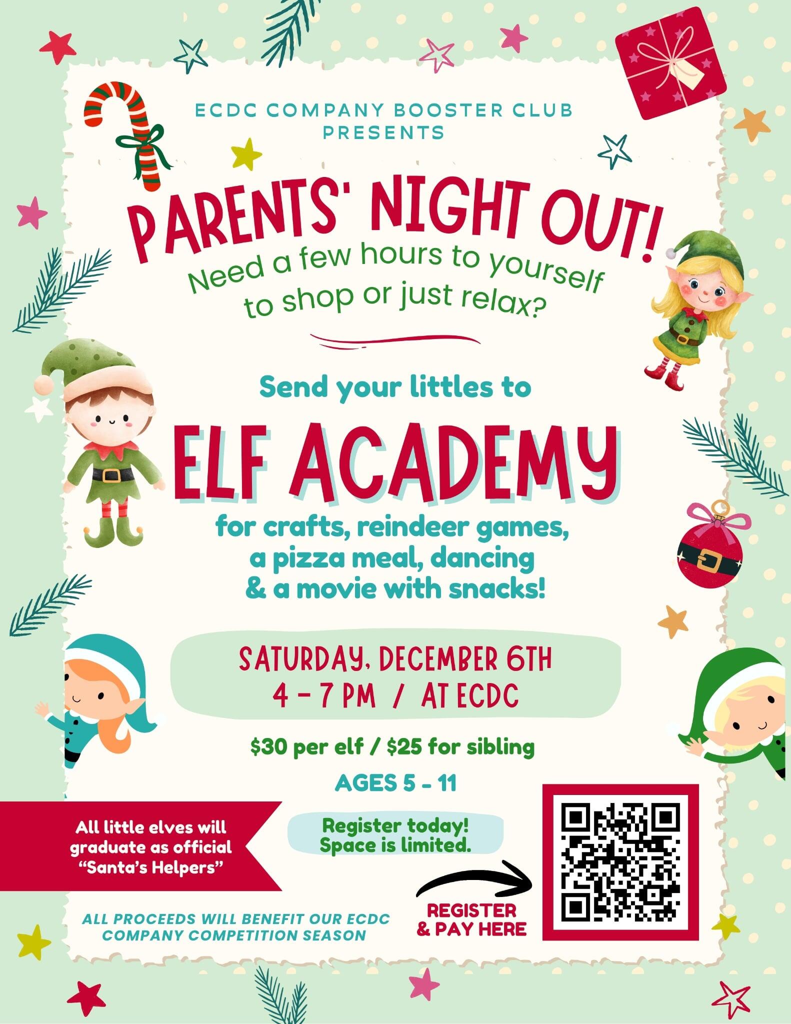 Campaign cover image for Elf Academy Parent's Night Out at ECDC