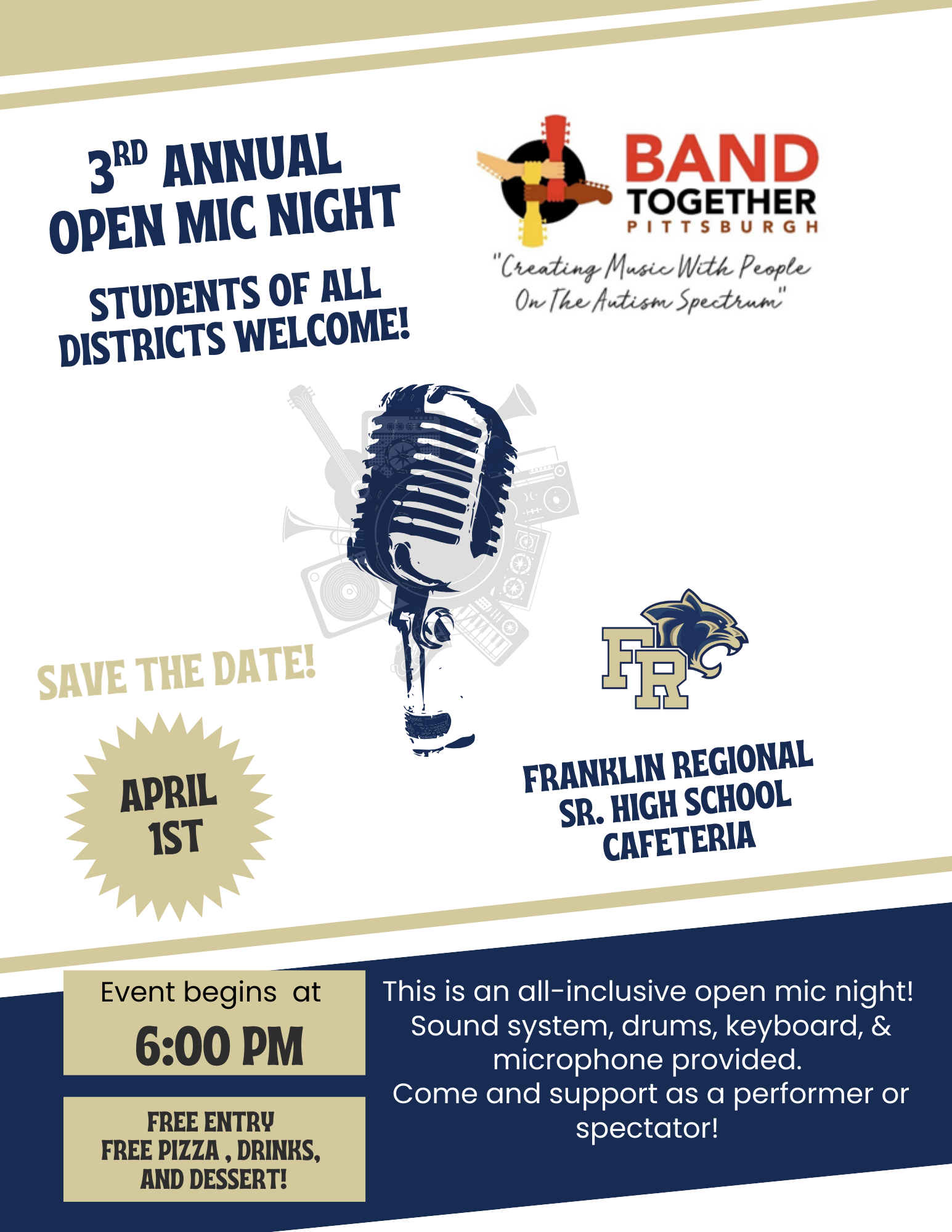 Campaign cover image for 4/1/2026 3rd Annual Open Mic Night @ FRANKLIN REGIONAL HIGH SCHOOL