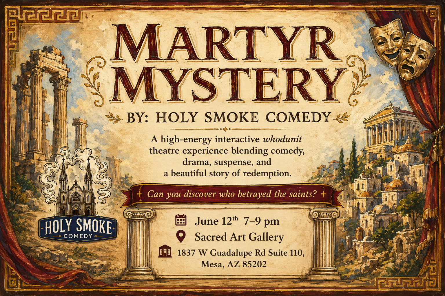 Campaign cover image for June 12 Martyr Mystery Interactive Theatre at Sacred Art Gallery
