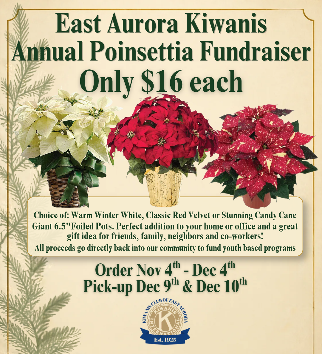 Campaign cover image for 2026 Kiwanis Poinsettia Fundraiser - $16 each