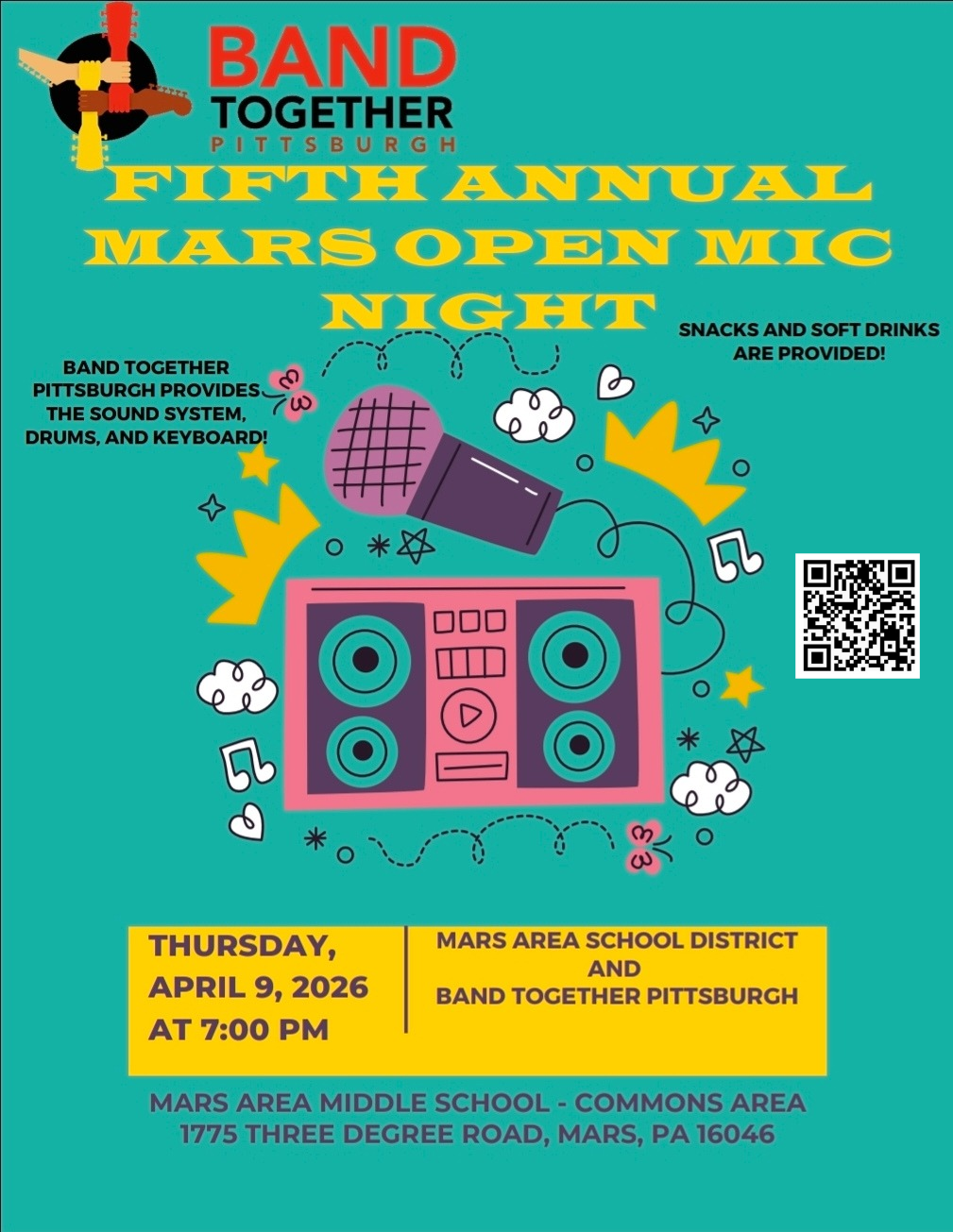 Campaign cover image for 4/9/2026 Open Mic @ MARS AREA MIDDLE SCHOOL