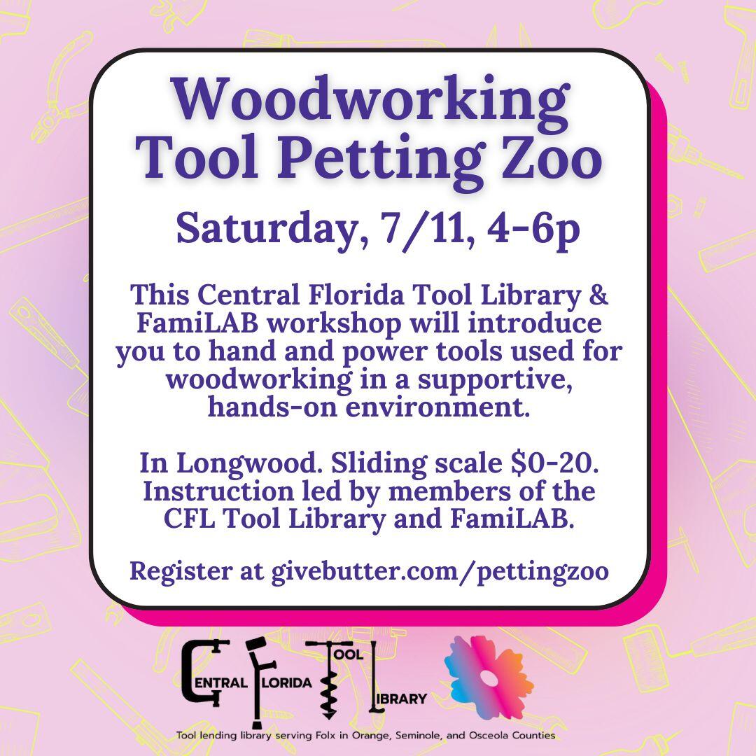 Campaign cover image for Woodworking Tool Petting Zoo