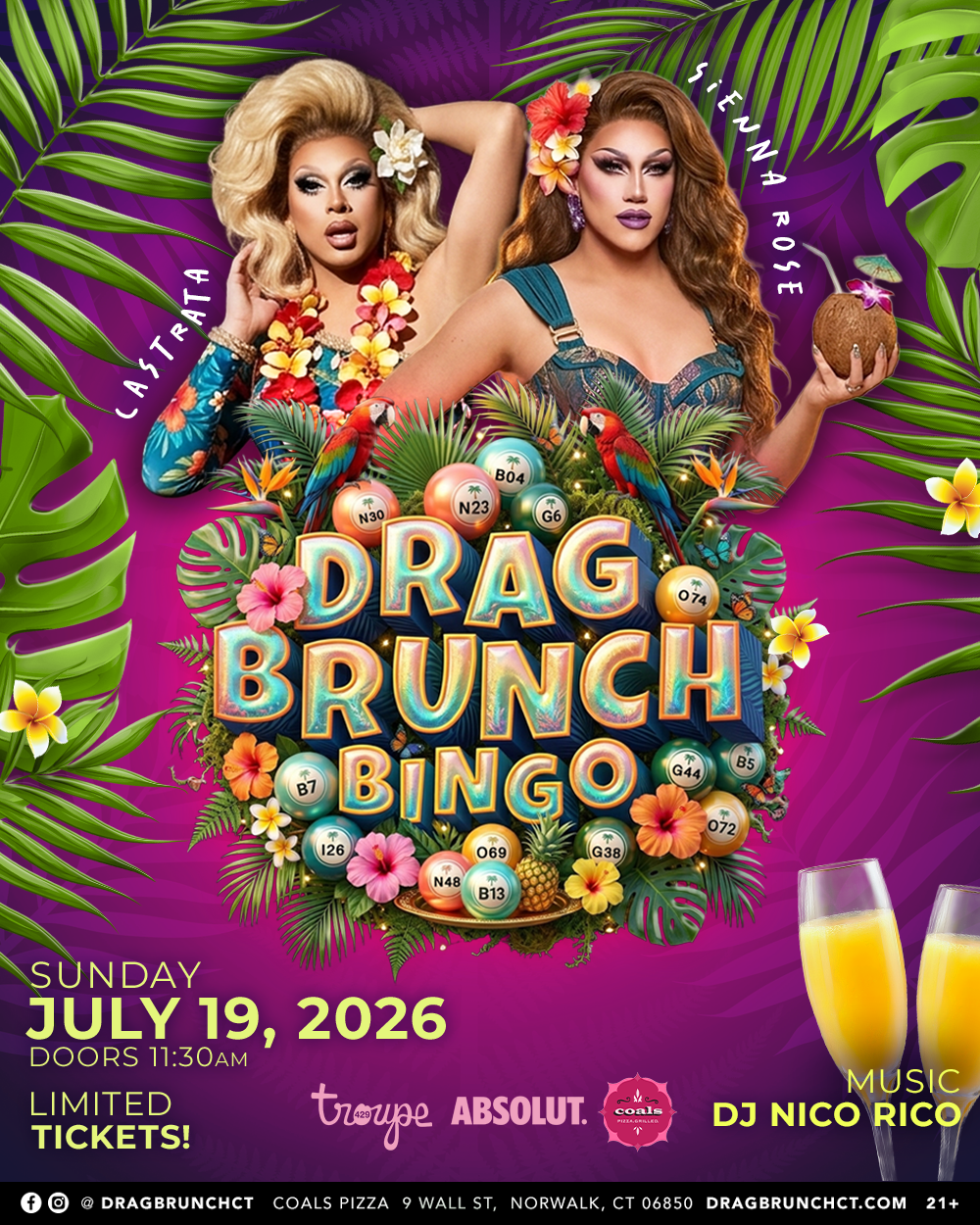 Campaign cover image for Drag Brunch CT : Tropical Oasis BINGO BRUNCH! (11:30AM - SUN JULY 19, 2026