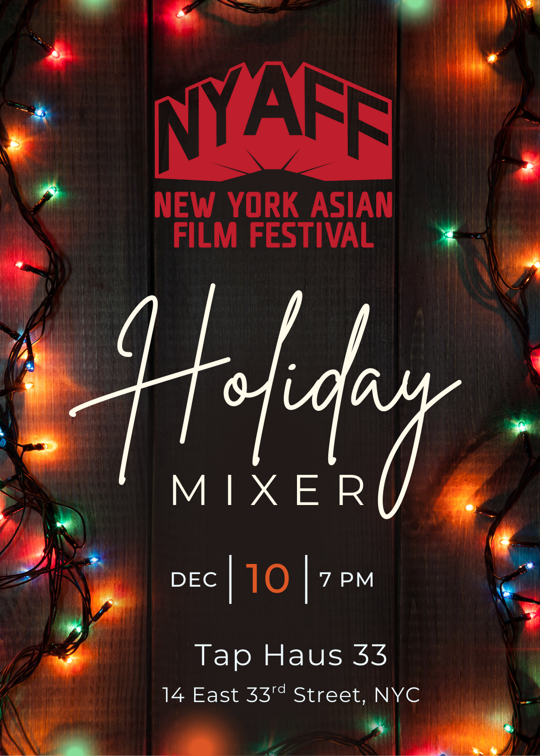 Campaign cover image for NYAFF December 10 Holiday Mixer