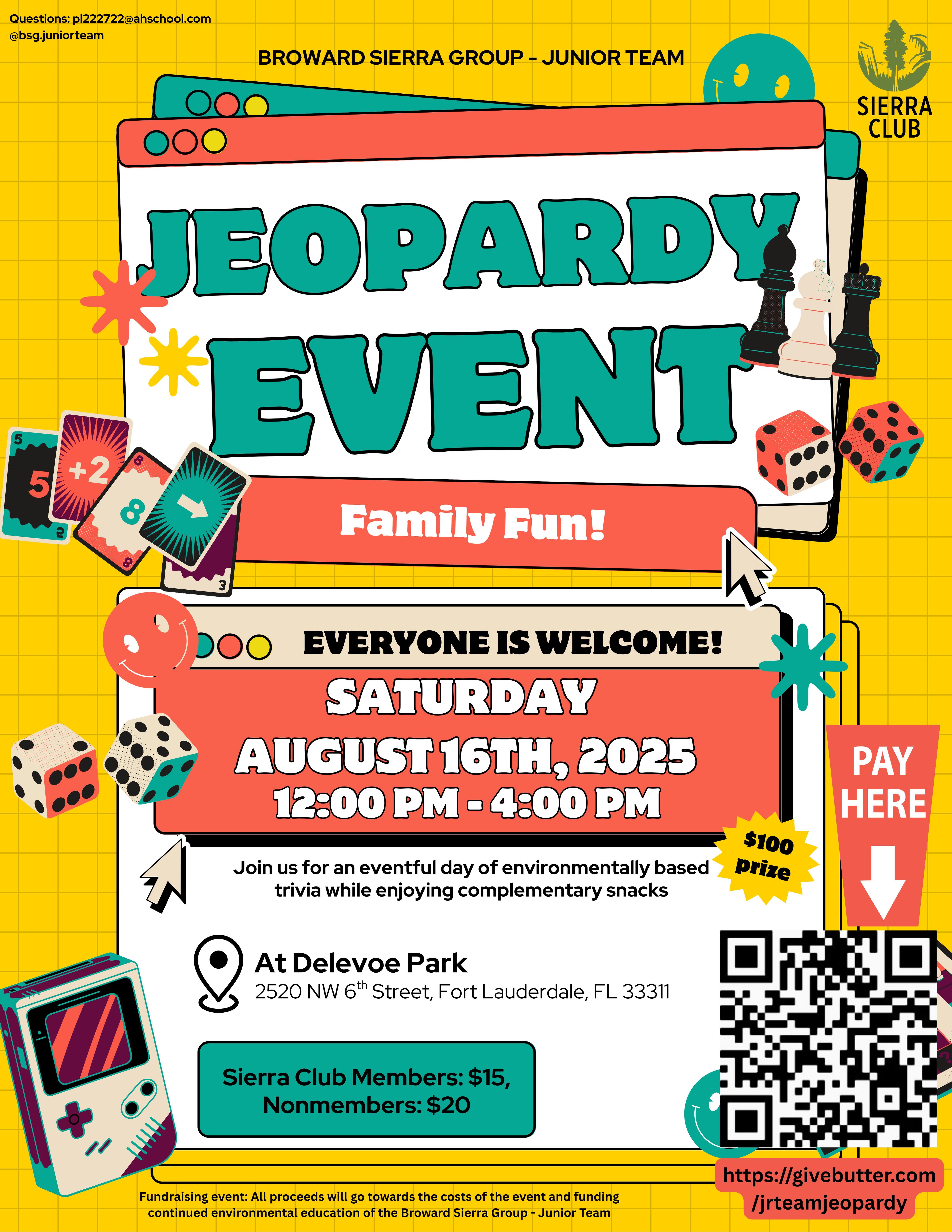 Campaign cover image for Broward Sierra Group-Junior Team presents the ENVIRONMENTAL JEOPARDY EVENT