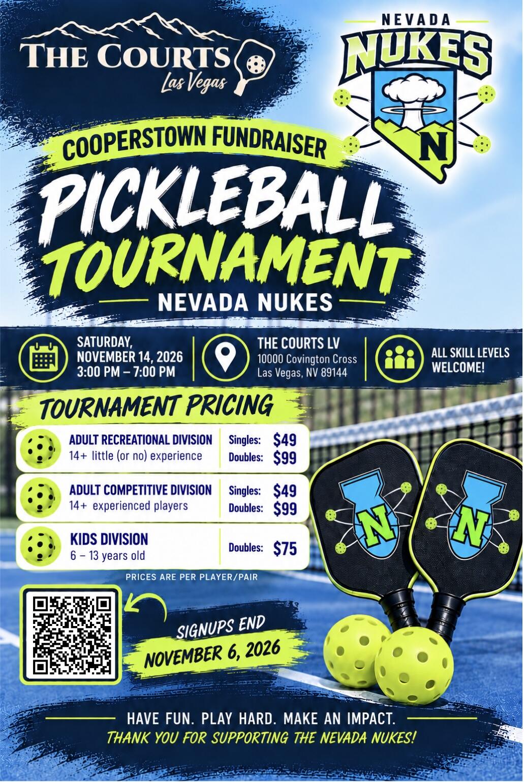 Campaign cover image for NV Nukes Pickleball Tournament Fundraiser