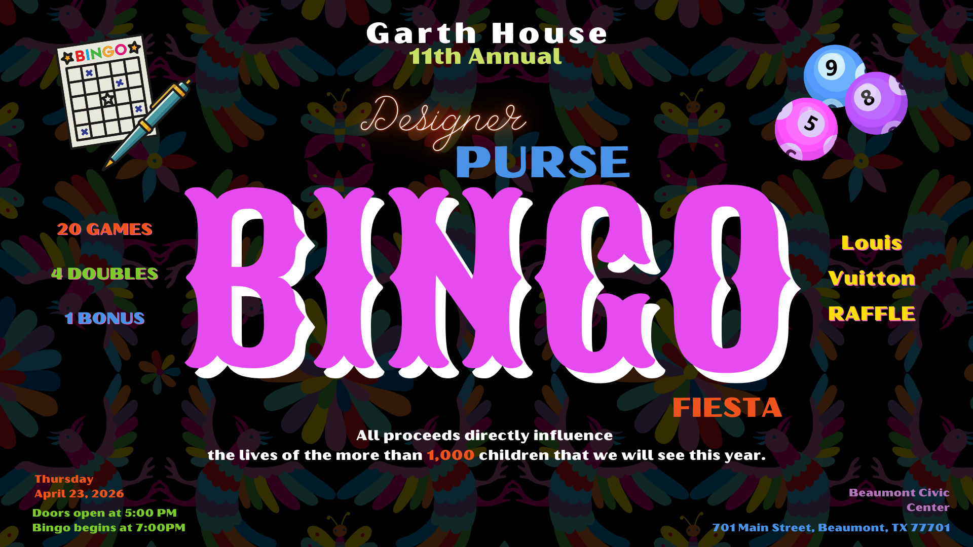 Campaign cover image for Garth House 11th Annual Designer Purse Bingo Fiesta!