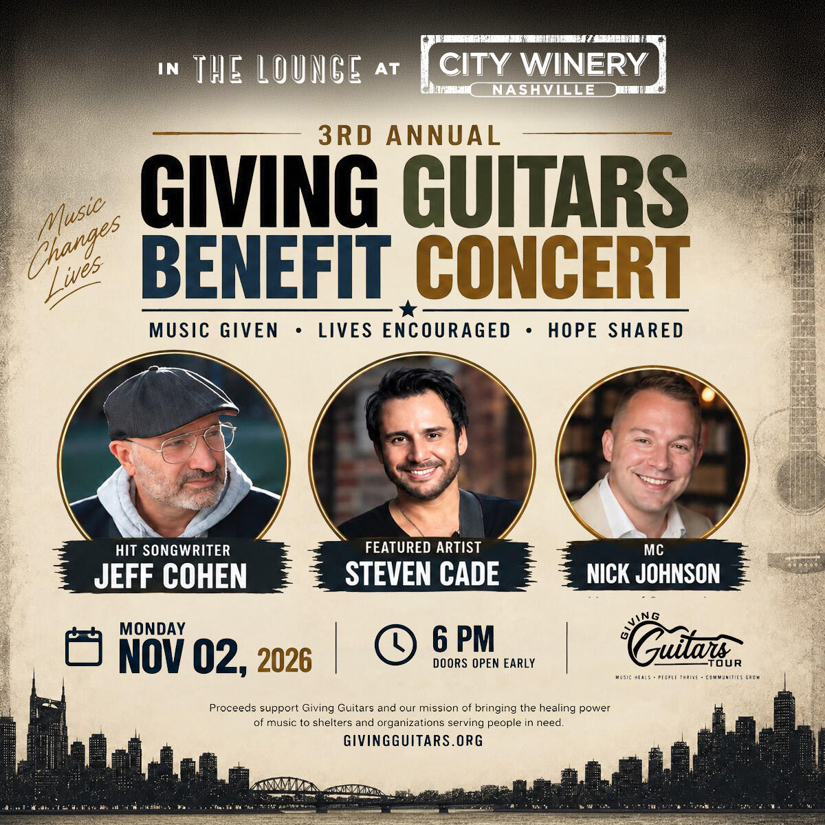 Campaign cover image for 3rd Annual Giving Guitars Benefit Concert