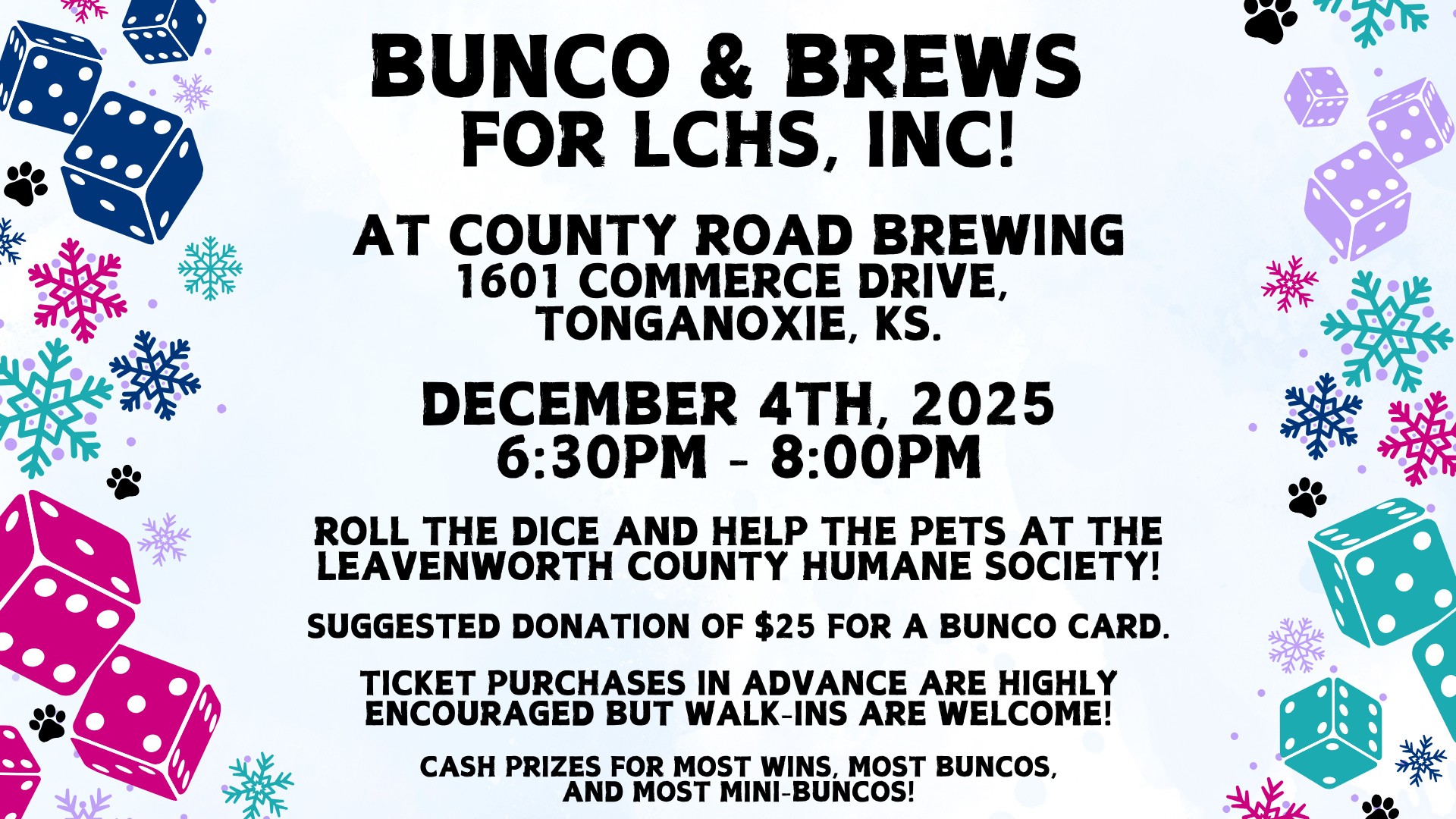 Campaign cover image for Bunco & Brews for LCHS, Inc. - December