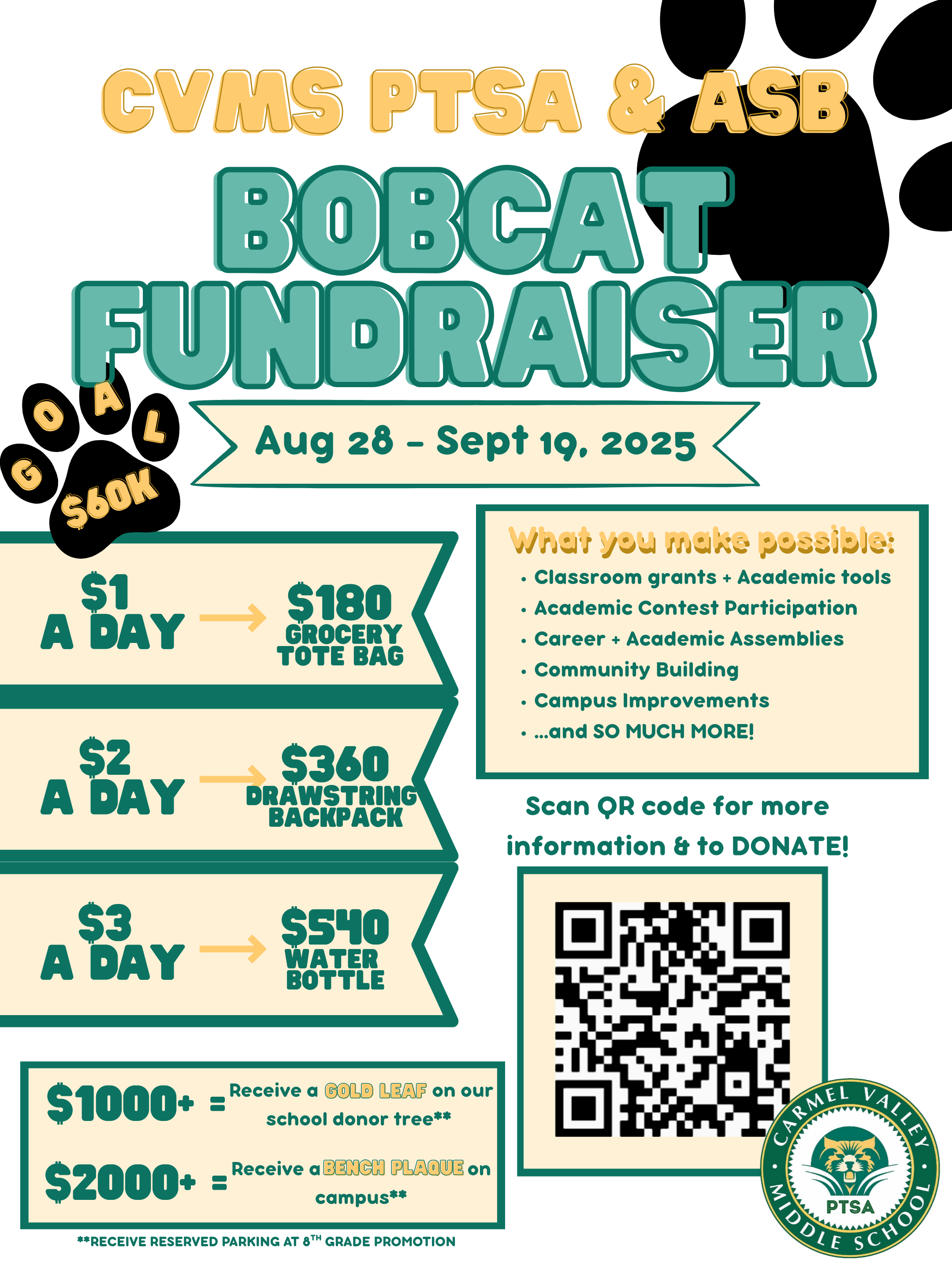 Campaign cover image for CVMS PTSA/ASB Bobcat Fundraiser 2025-2026