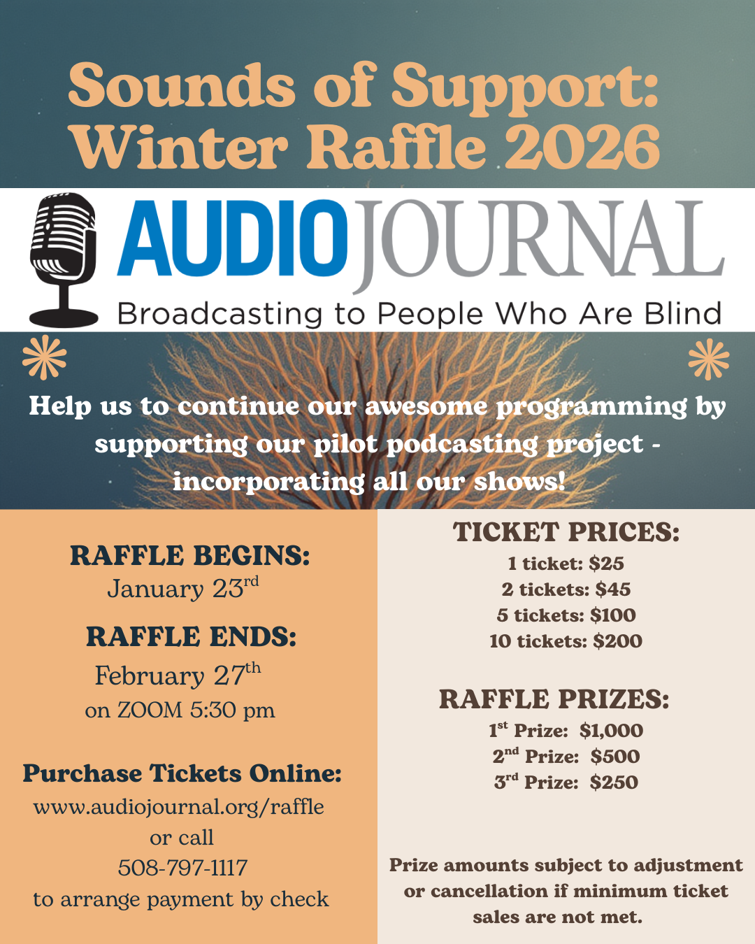 Campaign cover image for Sounds of Support: Audio Journal Winter Raffle