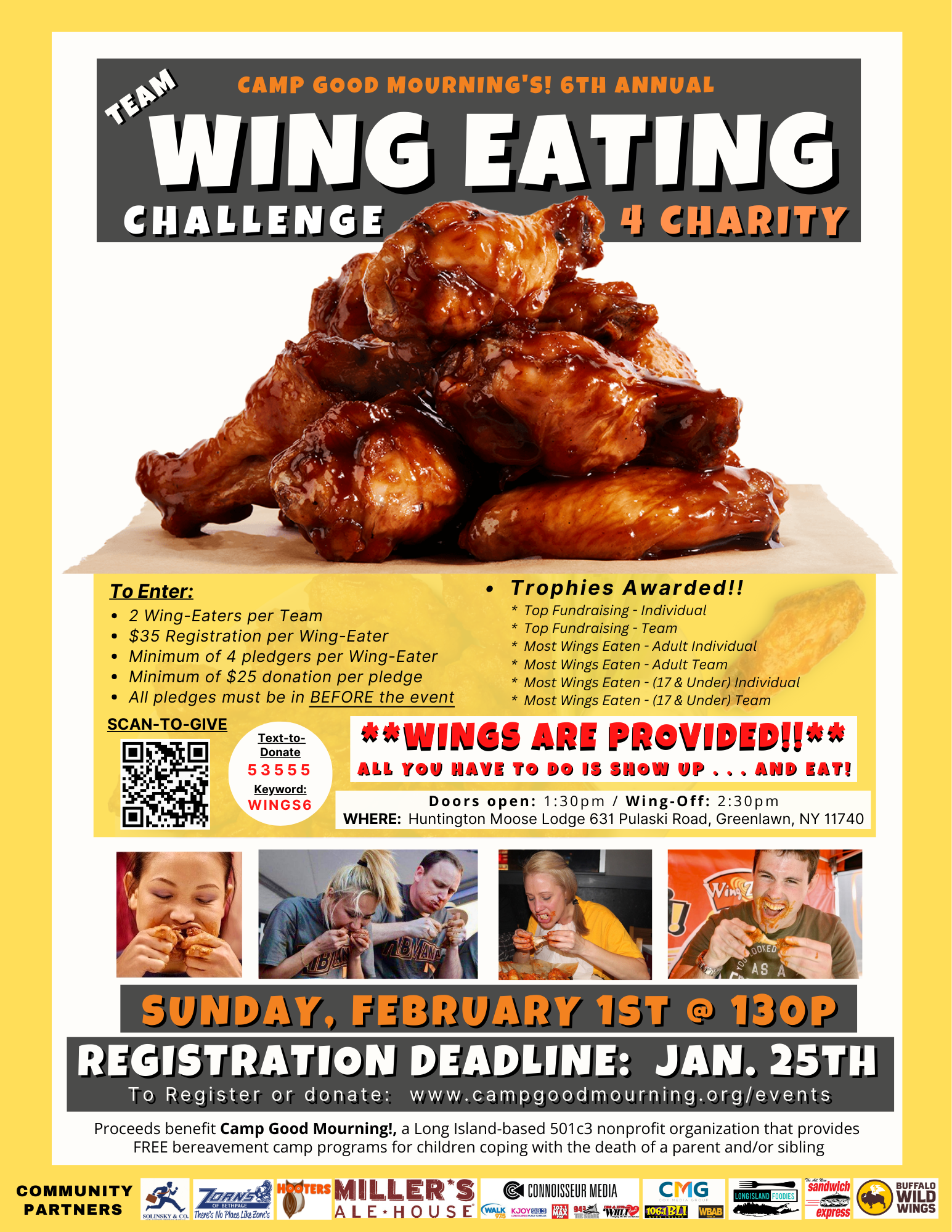Campaign cover image for CGM's! 6th Annual Family Friendly Chicken Wing Eating Challenge for Charity!