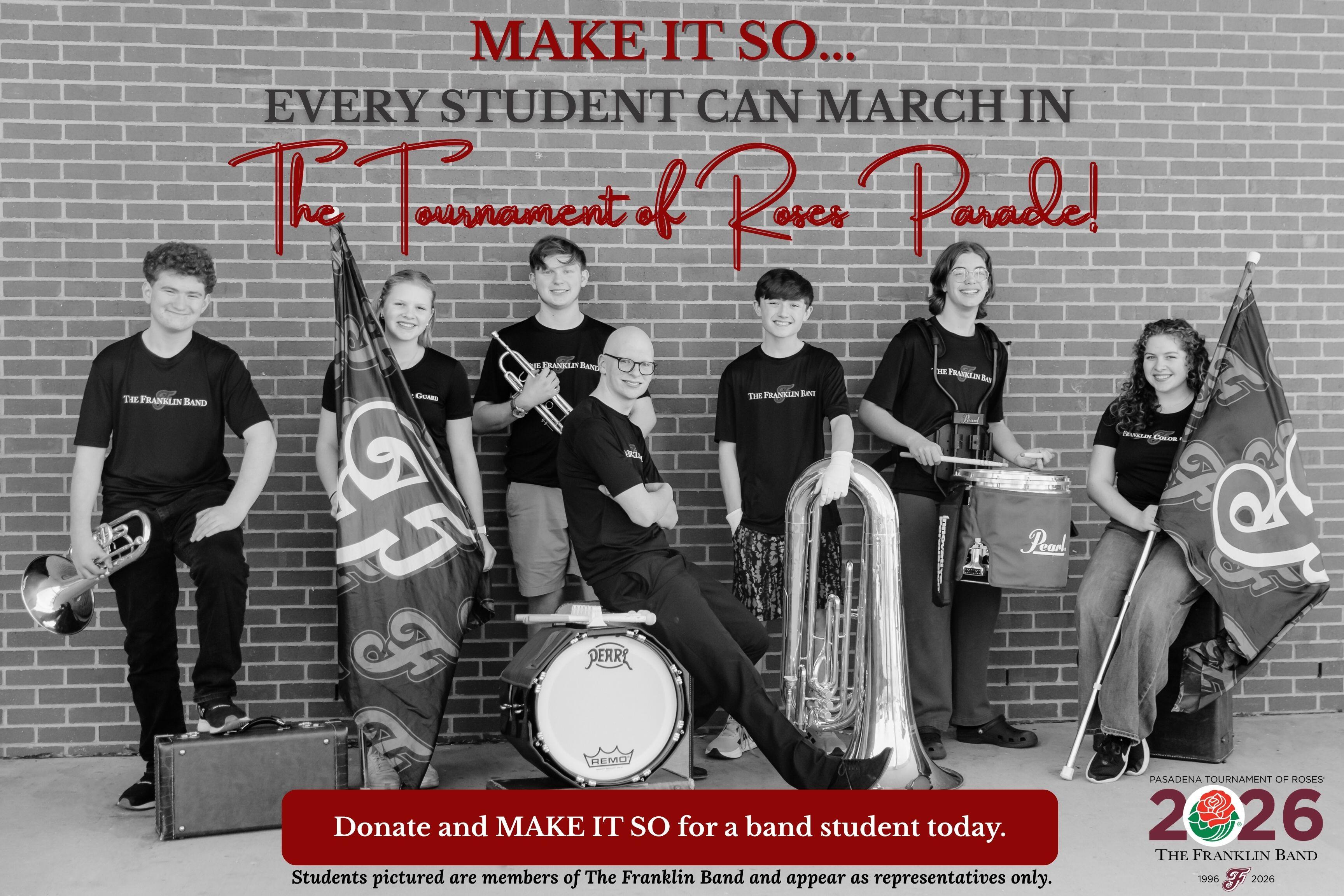 Campaign cover image for Make It So: Fund A Student's Dream to March in the Tournament of Roses Parade