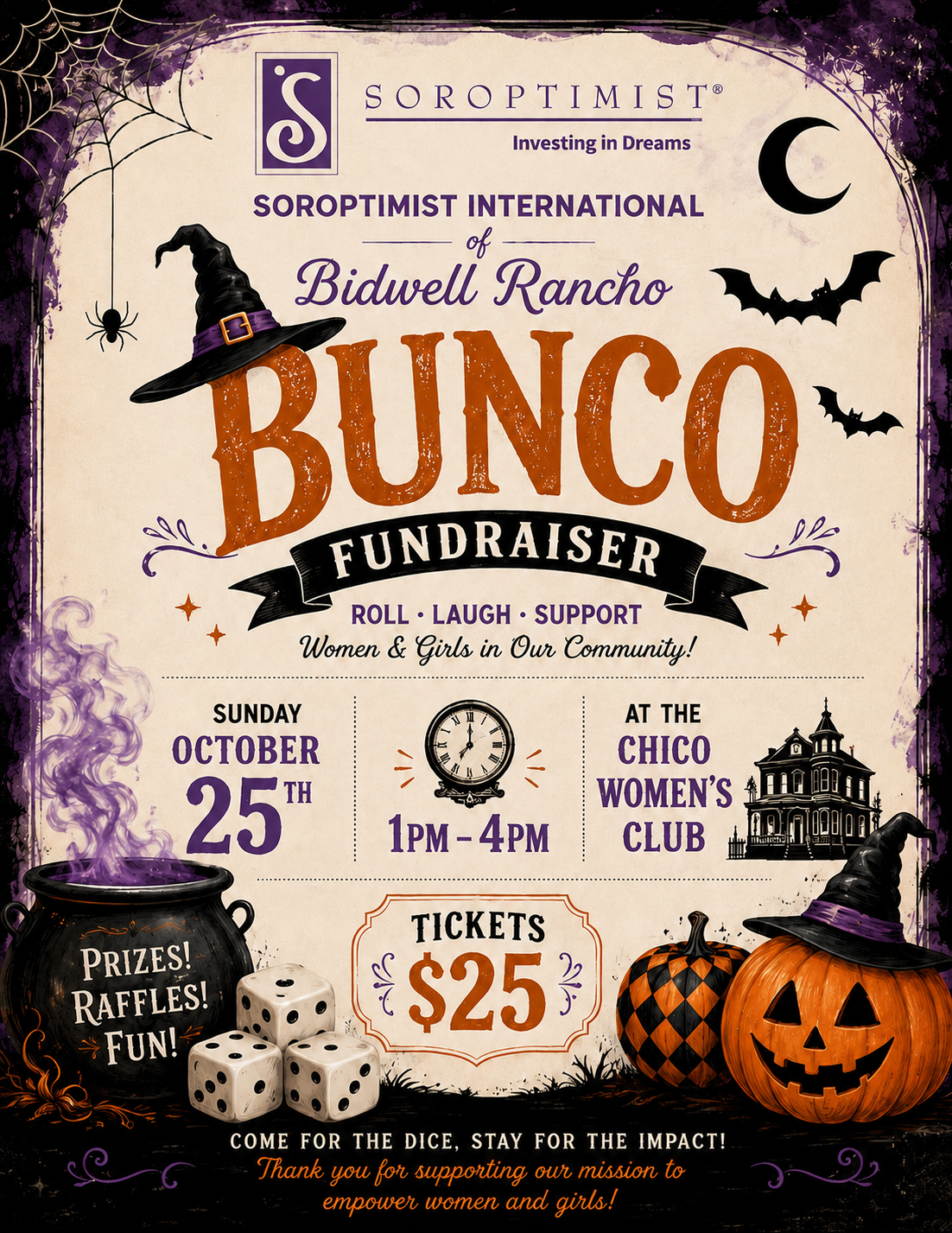 Campaign cover image for Soroptimist Bidwell Rancho's Halloween Bunco Fundraiser